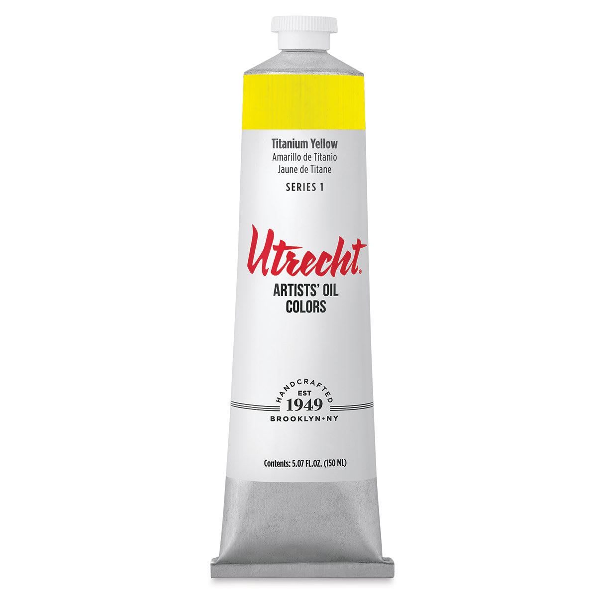 Utrecht Artists' Oil Paint - Titanium Yellow, 150 ml tube (Front)