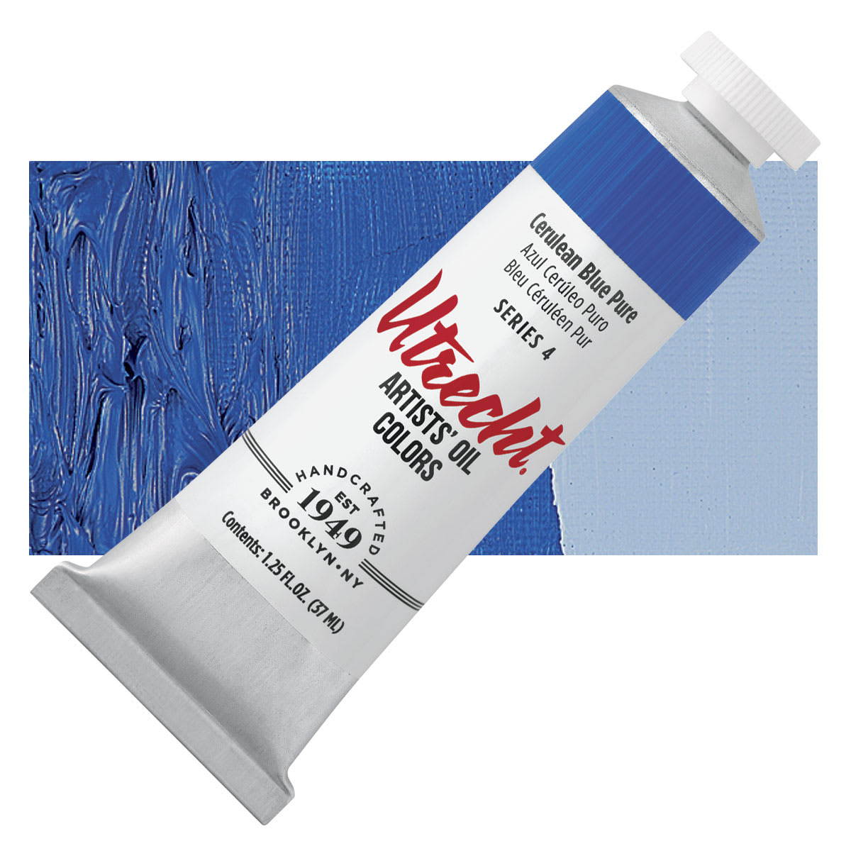 Utrecht Artists' Oil Paint - Cerulean Blue Pure, 37 ml tube and swatch