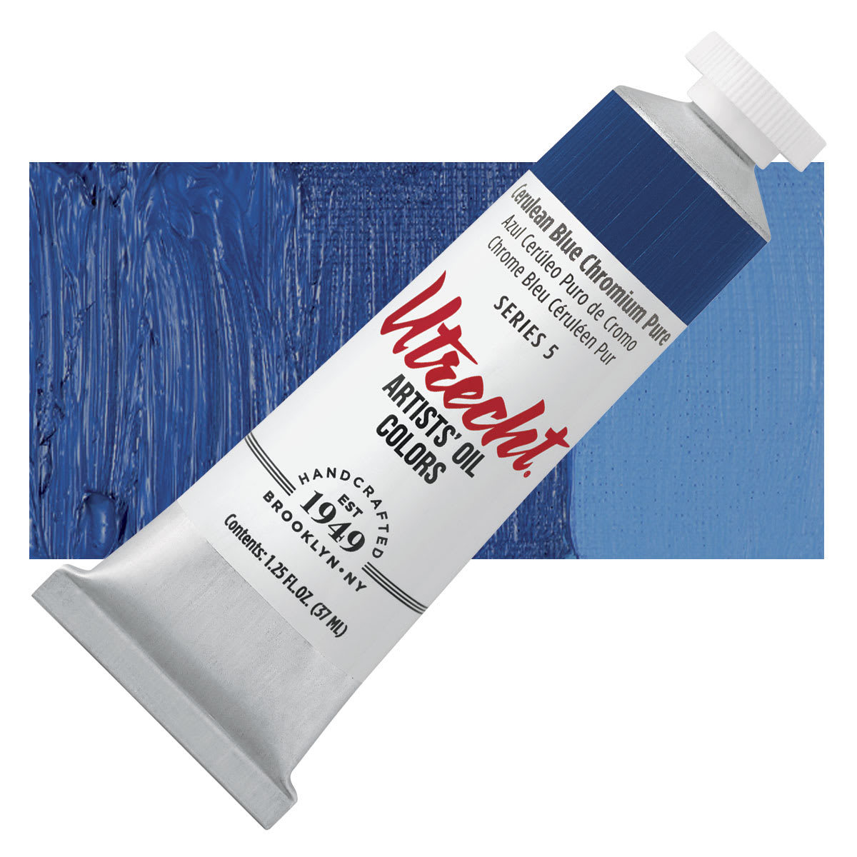 Utrecht Artists' Oil Paint - Cerulean Blue Chromium, 37 ml tube and swatch