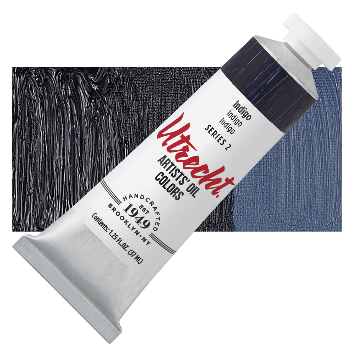 Utrecht Artists' Oil Paint - Indigo, 37 ml tube and swatch
