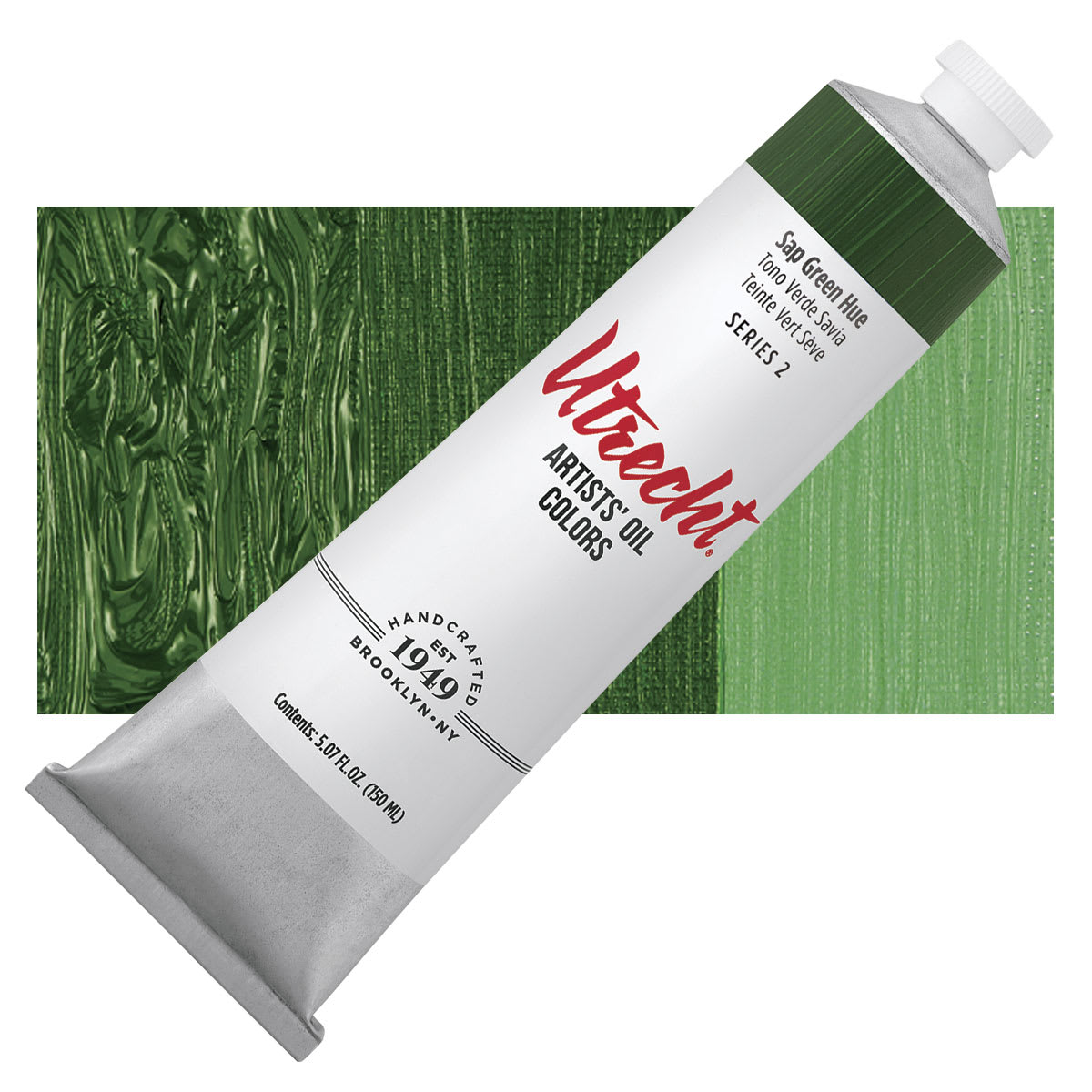 Utrecht Artists' Oil Paint - Sap Green Hue, 150 ml tube and swatch