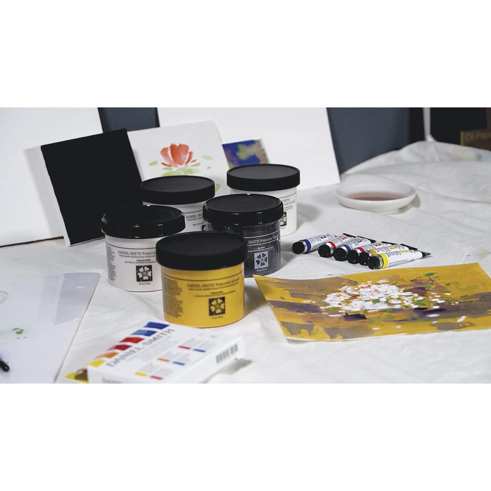 Daniel Smith Watercolor Ground, jars on desk