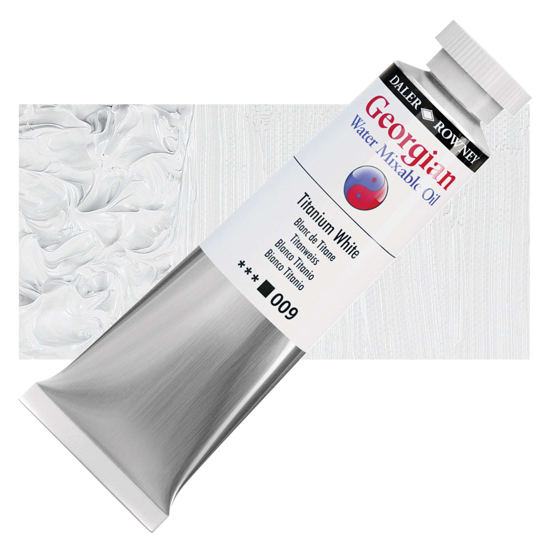 Georgian Water Mixable Oil - Titanium White, 37 ml tube and swatch