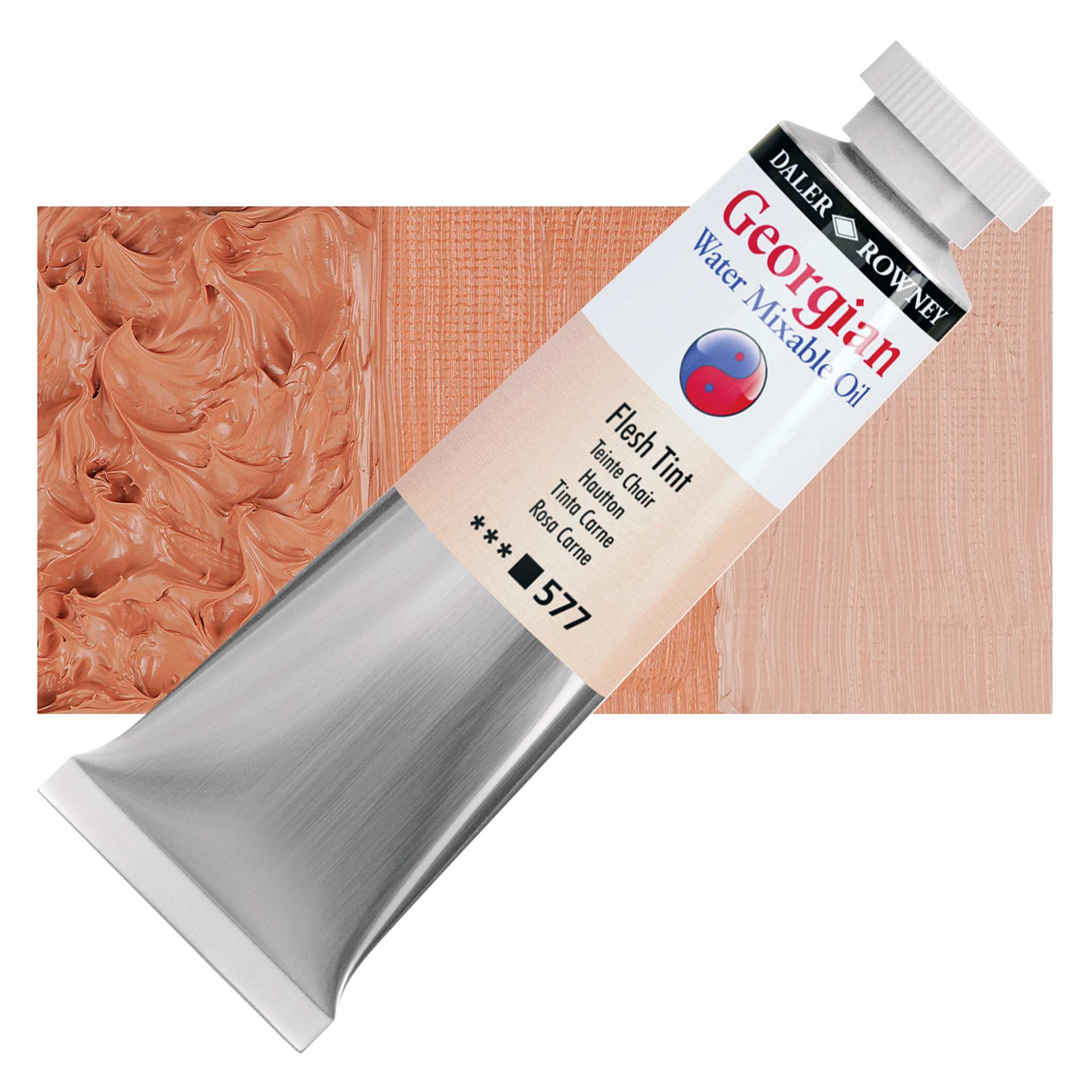 Georgian Water Mixable Oil - Peach Pink, 37 ml tube and swatch