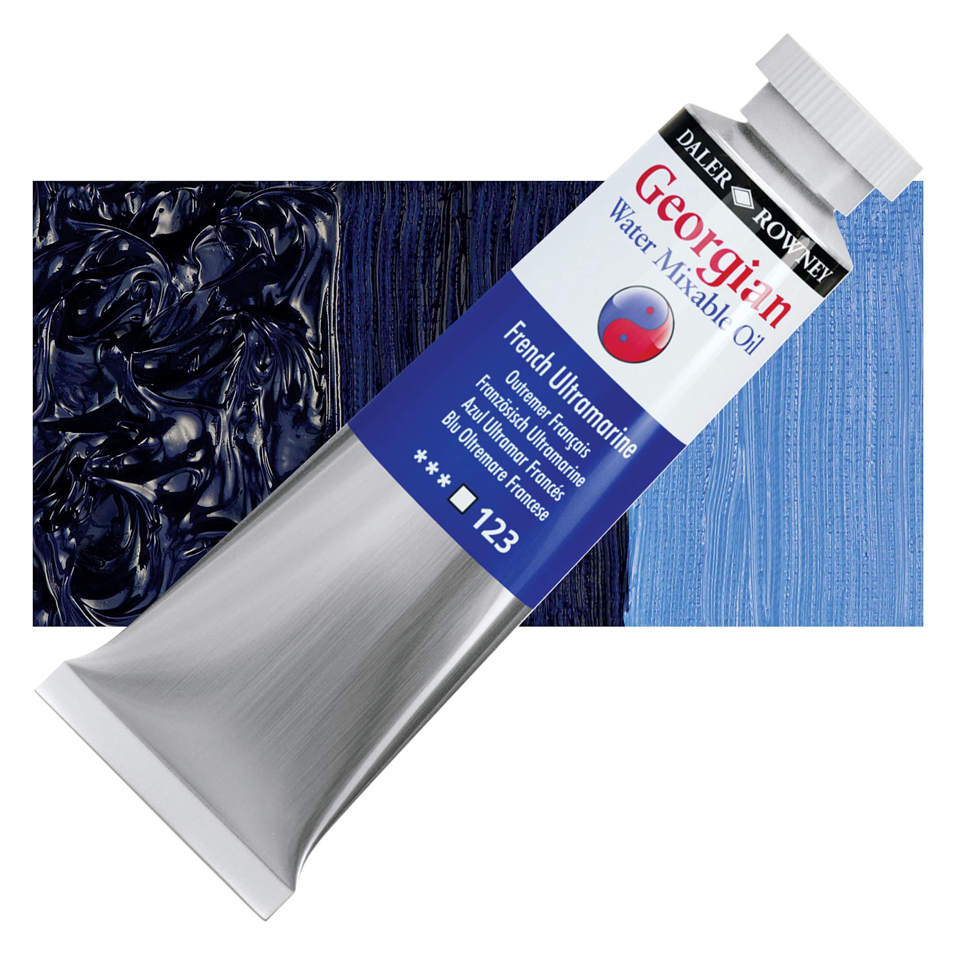 Georgian Water Mixable Oil - French Ultramarine, 37 ml tube and swatch