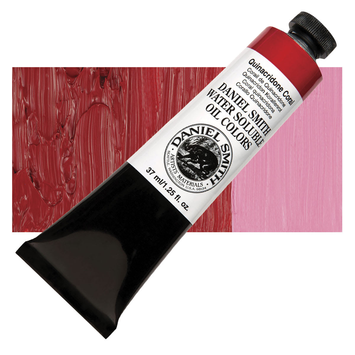 Daniel Smith Water-Soluble Oil - Quinacridone Coral, 37 ml Tube and swatch