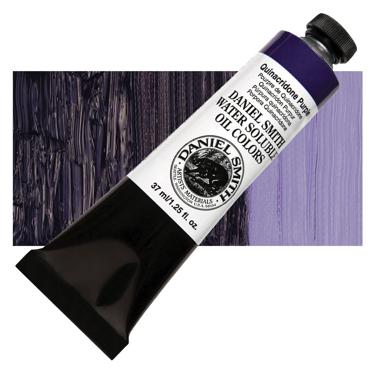 Daniel Smith Water-Soluble Oil - Quinacridone Purple, 37 ml Tube and swatch