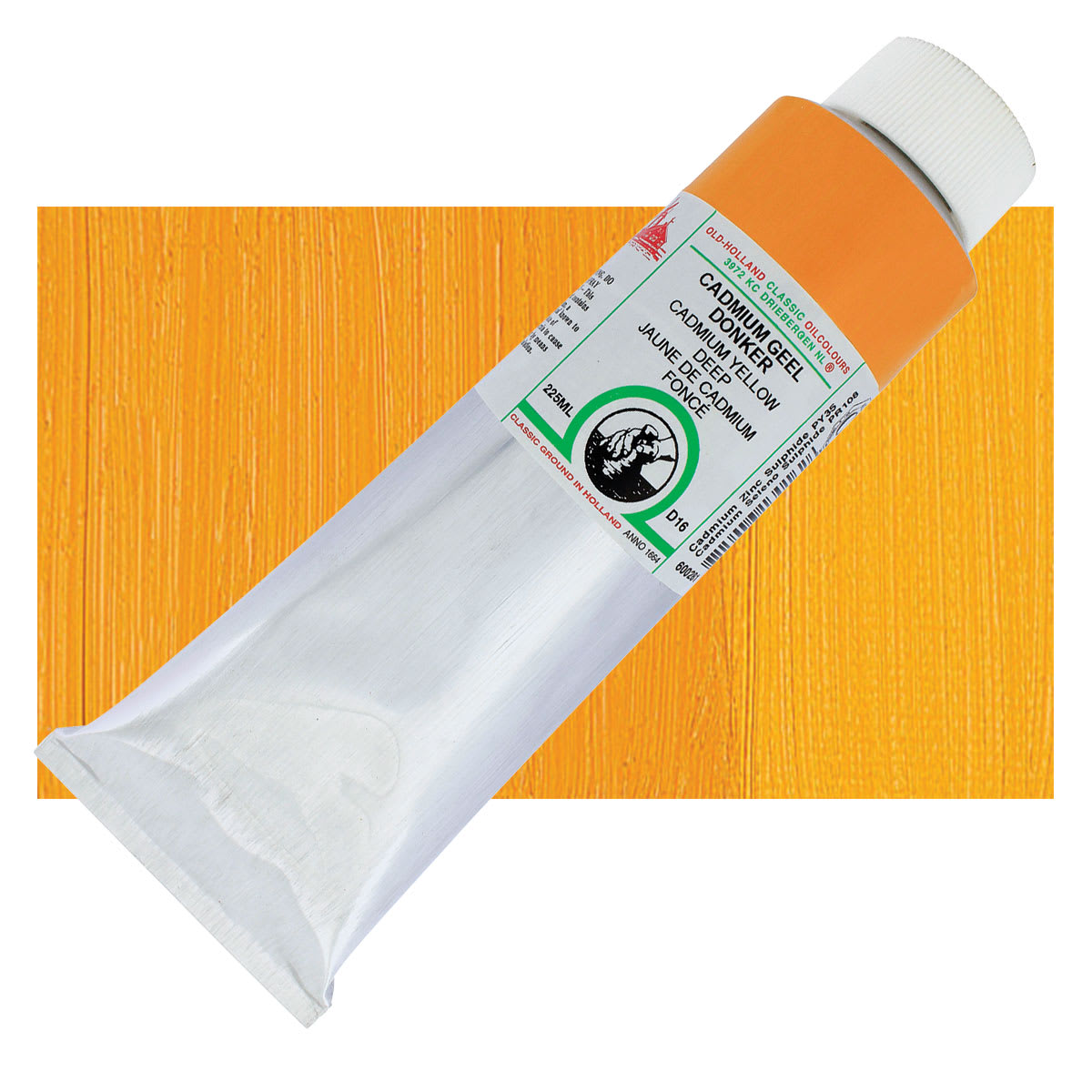 Old Holland Classic Oil Color - Cadmium Yellow Deep, 225 ml tube and swatch