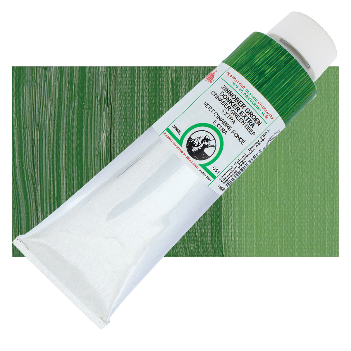 Old Holland Classic Oil Color - Cinnabar Green Deep Extra, 225 ml tube and swatch