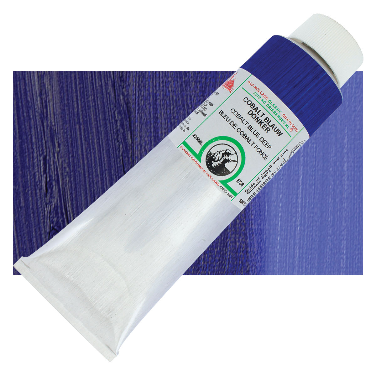 Old Holland Classic Oil Color - Cobalt Blue Deep, 225 ml tube and swatch