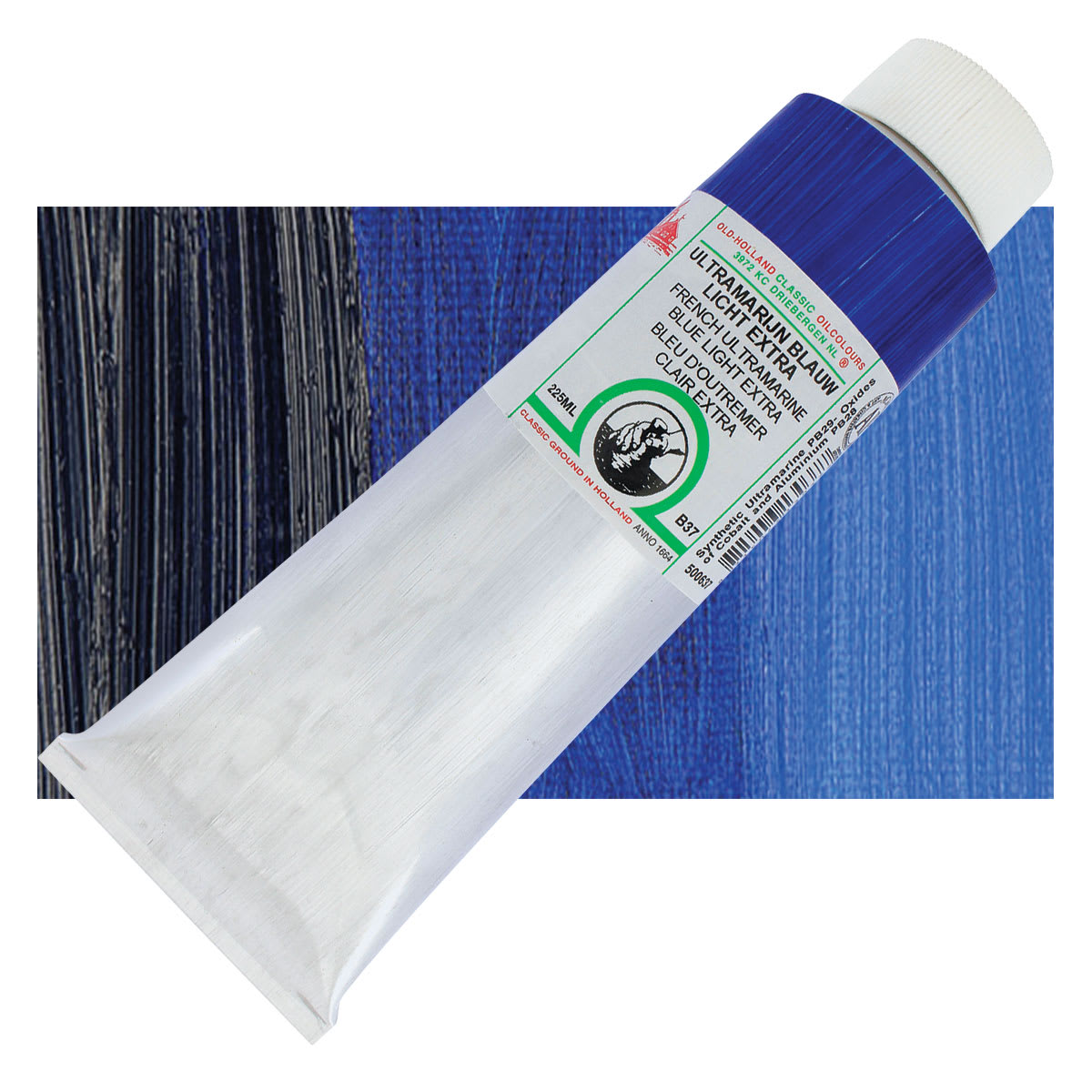 Old Holland Classic Oil Color - French Ultramarine Light Extra, 225 ml tube and swatch