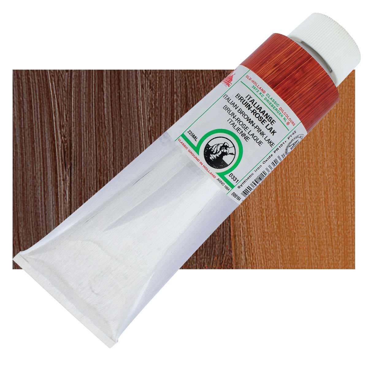 Old Holland Classic Oil Color - Italian Brown Pink Lake, 225 ml tube and swatch