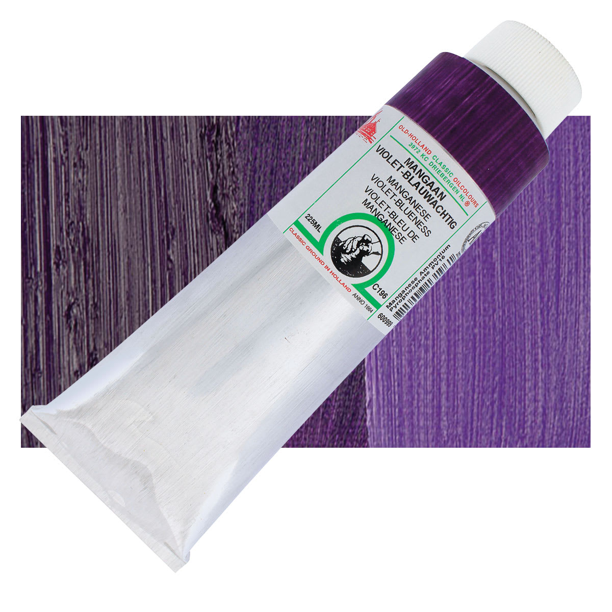 Old Holland Classic Oil Color - Manganese Violet-Blueness, 225 ml tube and swatch
