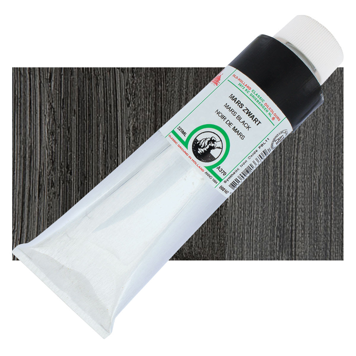 Old Holland Classic Oil Color - Mars Black, 225 ml tube and swatch