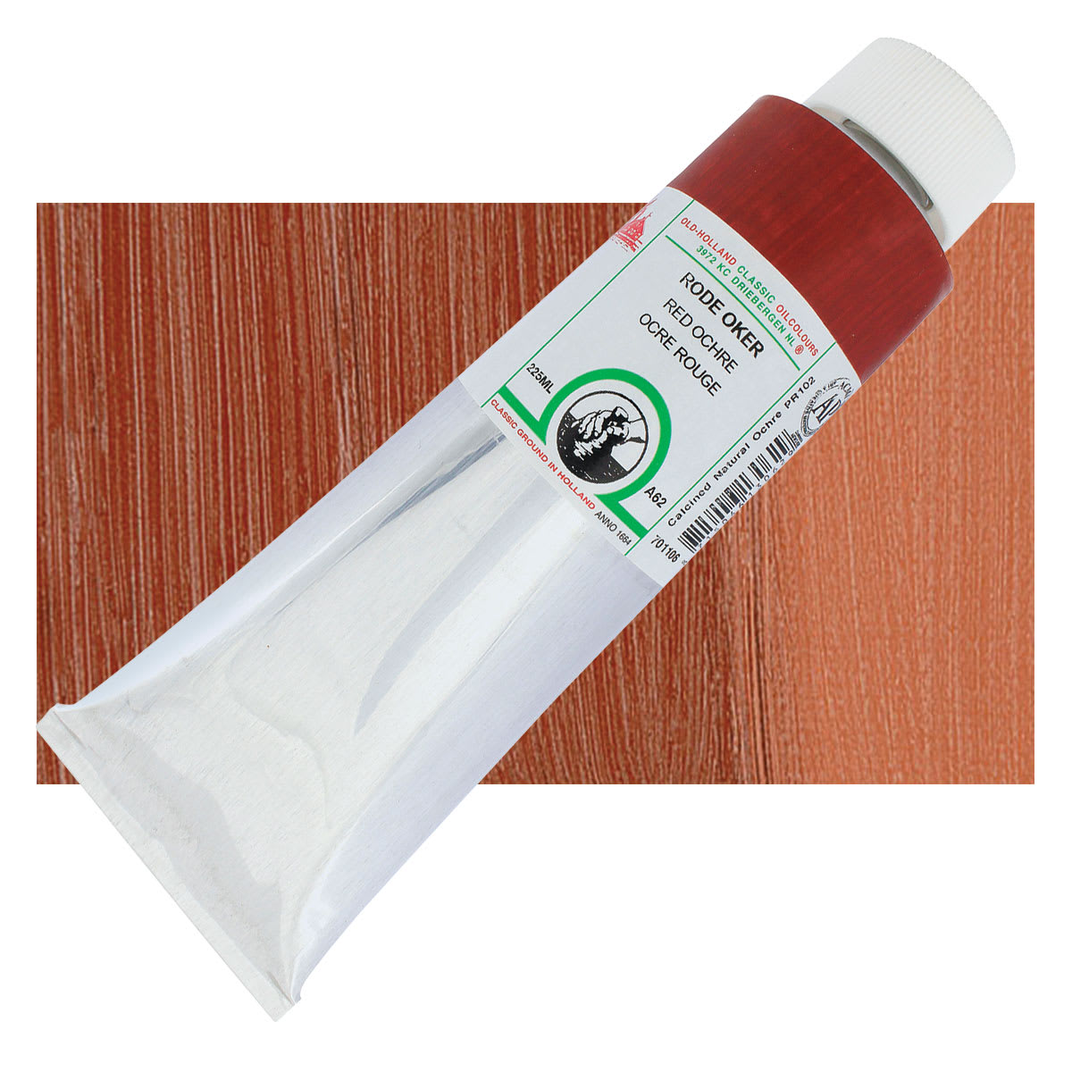 Old Holland Classic Oil Color - Red Ochre, 225 ml tube and swatch