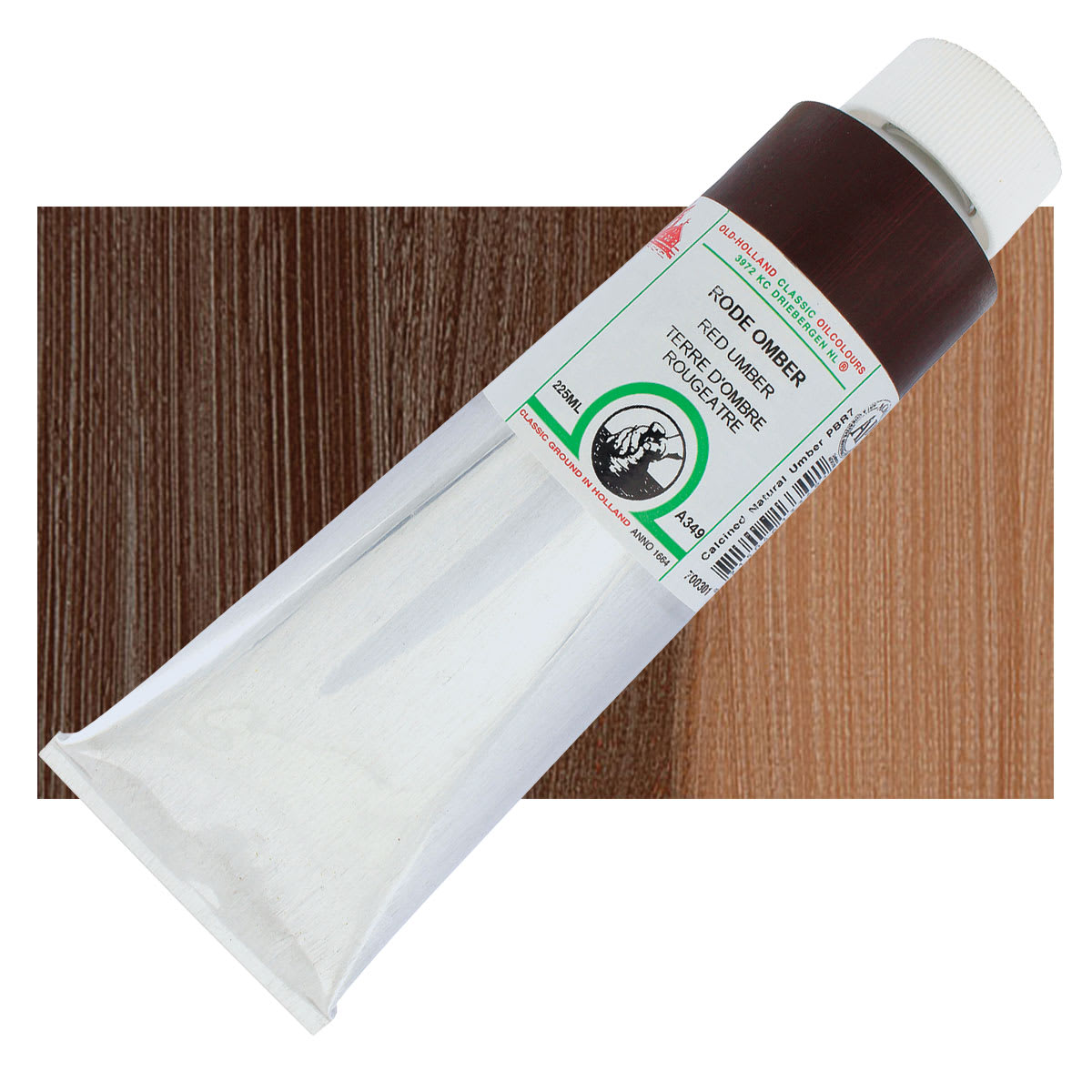 Old Holland Classic Oil Color - Red Umber, 225 ml tube and swatch