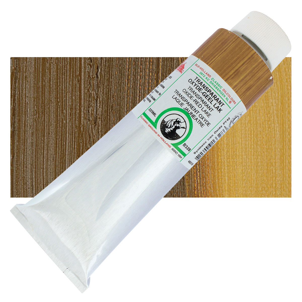Old Holland Classic Oil Color - Transparent Oxide Yellow Lake, 225 ml tube and swatch