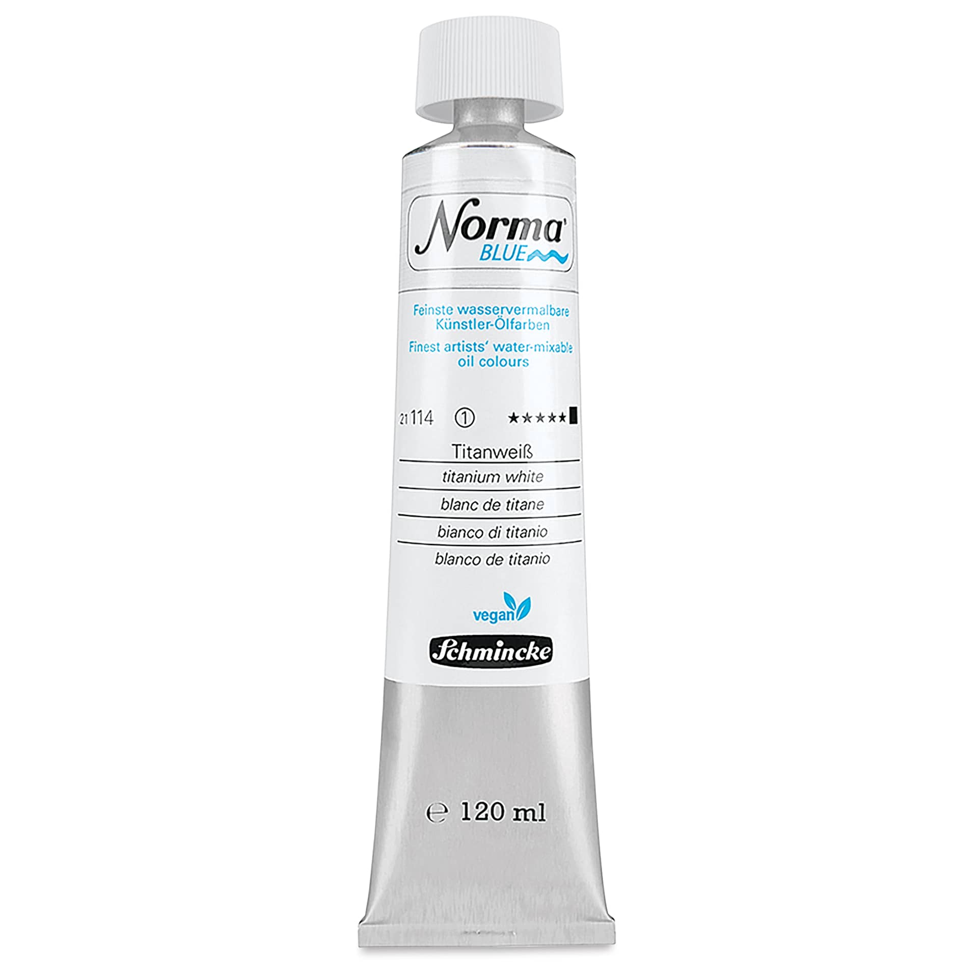 Schmincke Norma Blue Water-Mixable Oil Paint - Titanium White, 120 ml, tube
