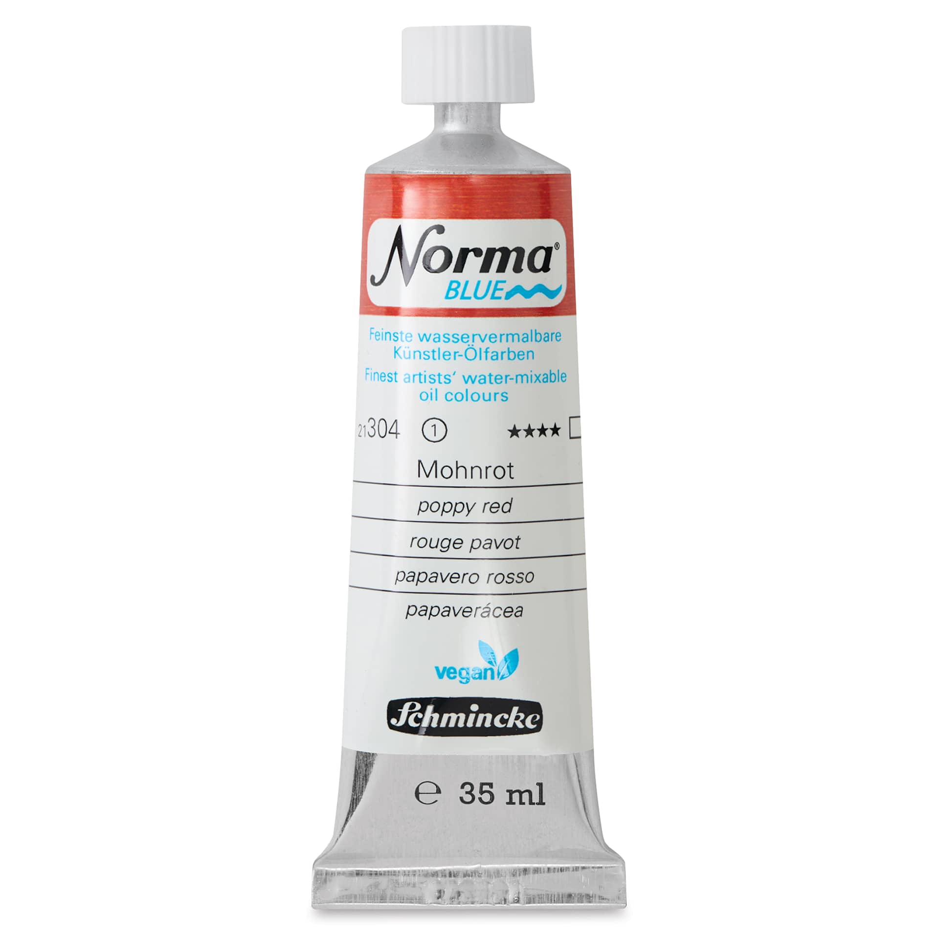Schmincke Norma Blue Water-Mixable Oil Paint - Poppy Red, 35 ml, tube
