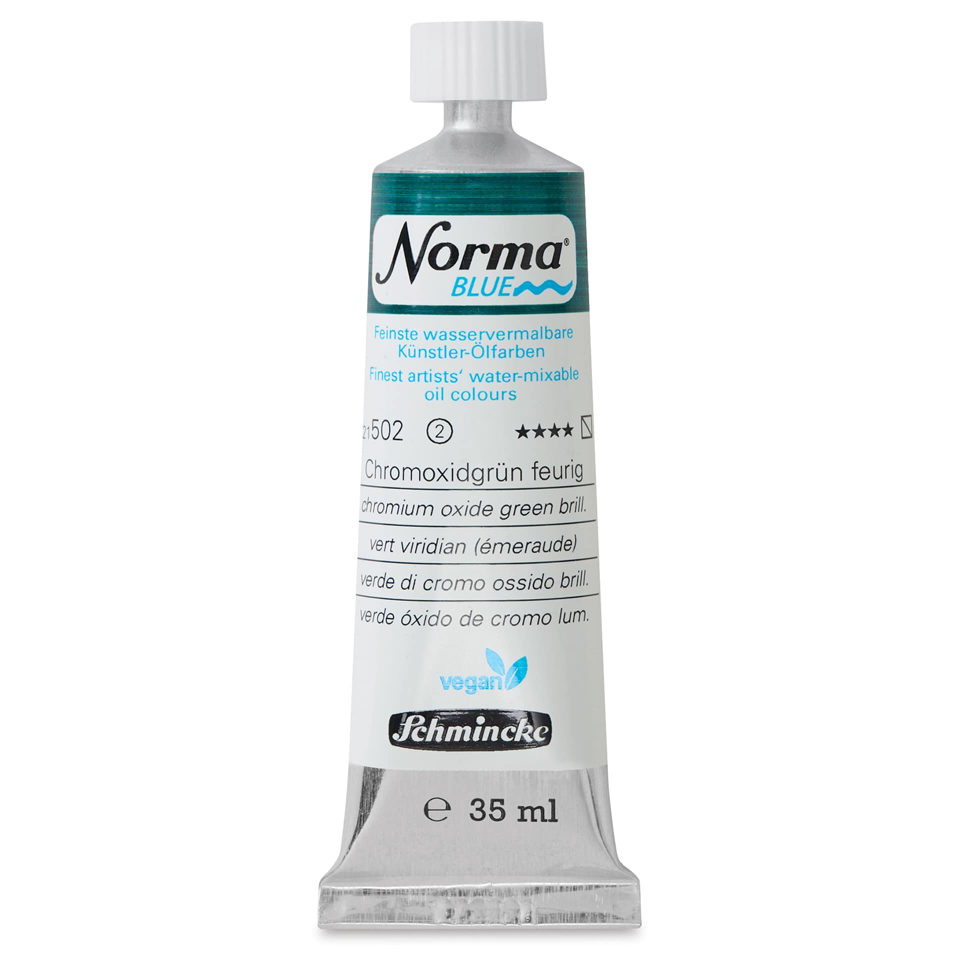Schmincke Norma Blue Water-Mixable Oil Paint - Chromium Oxide Green Brilliant, 35 ml, tube