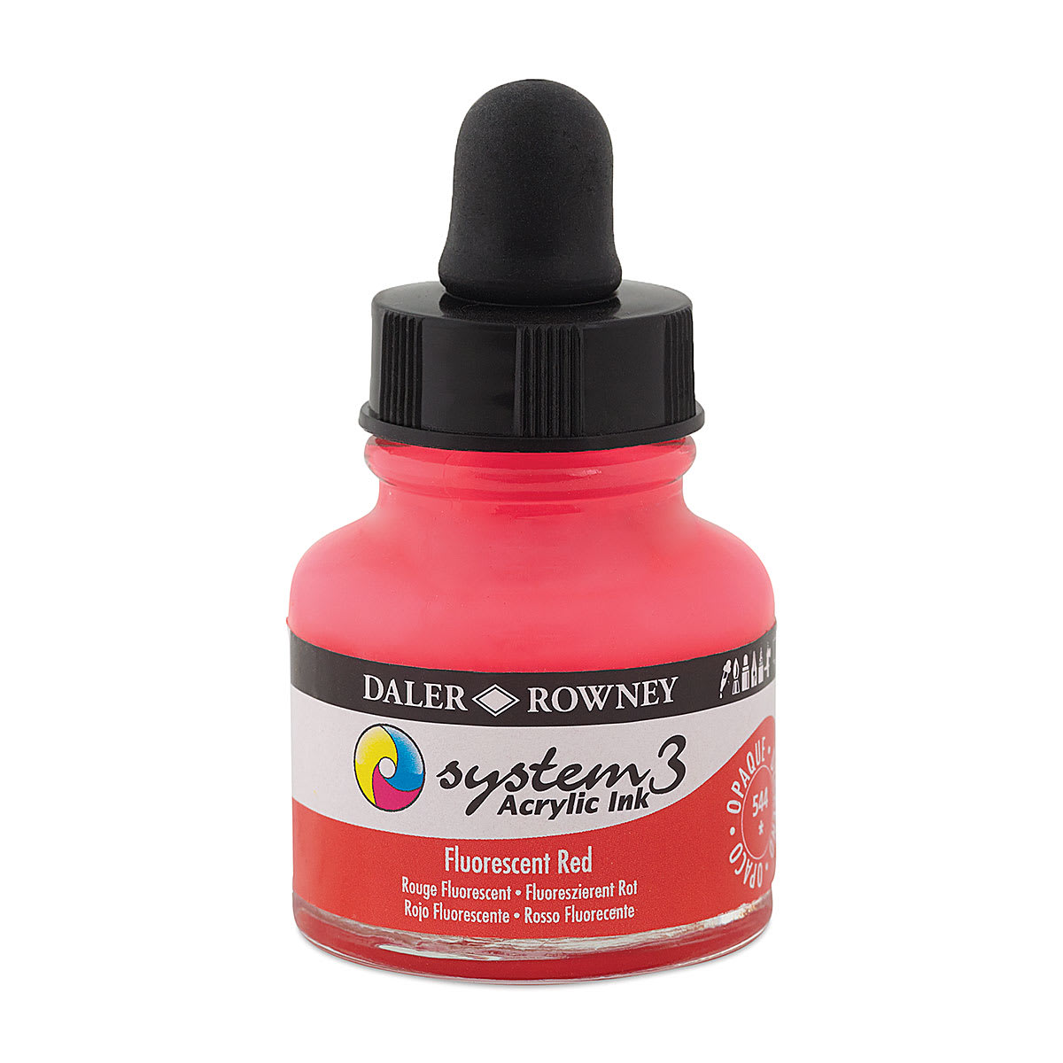 Daler-Rowney System3 Acrylic Ink - Fluorescent Red, 1 oz