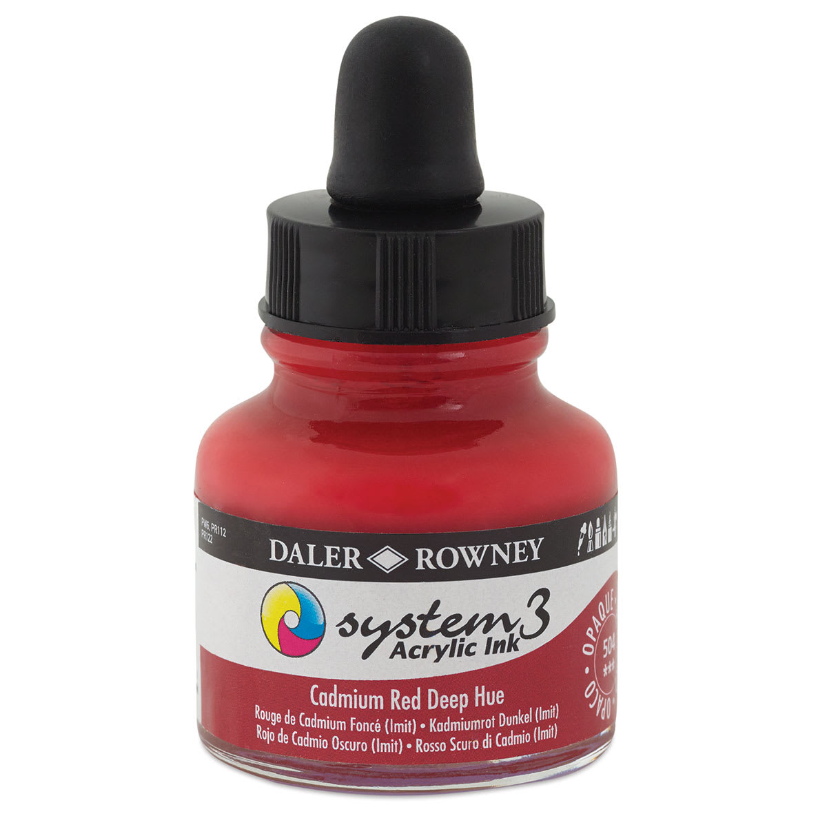 Daler-Rowney System3 Acrylic Inks - Bottle of Cadmium Red Deep Hue shown
Daler-Rowney System3 Acrylic Inks - Bottle of Cadmium Red Deep Hue shown