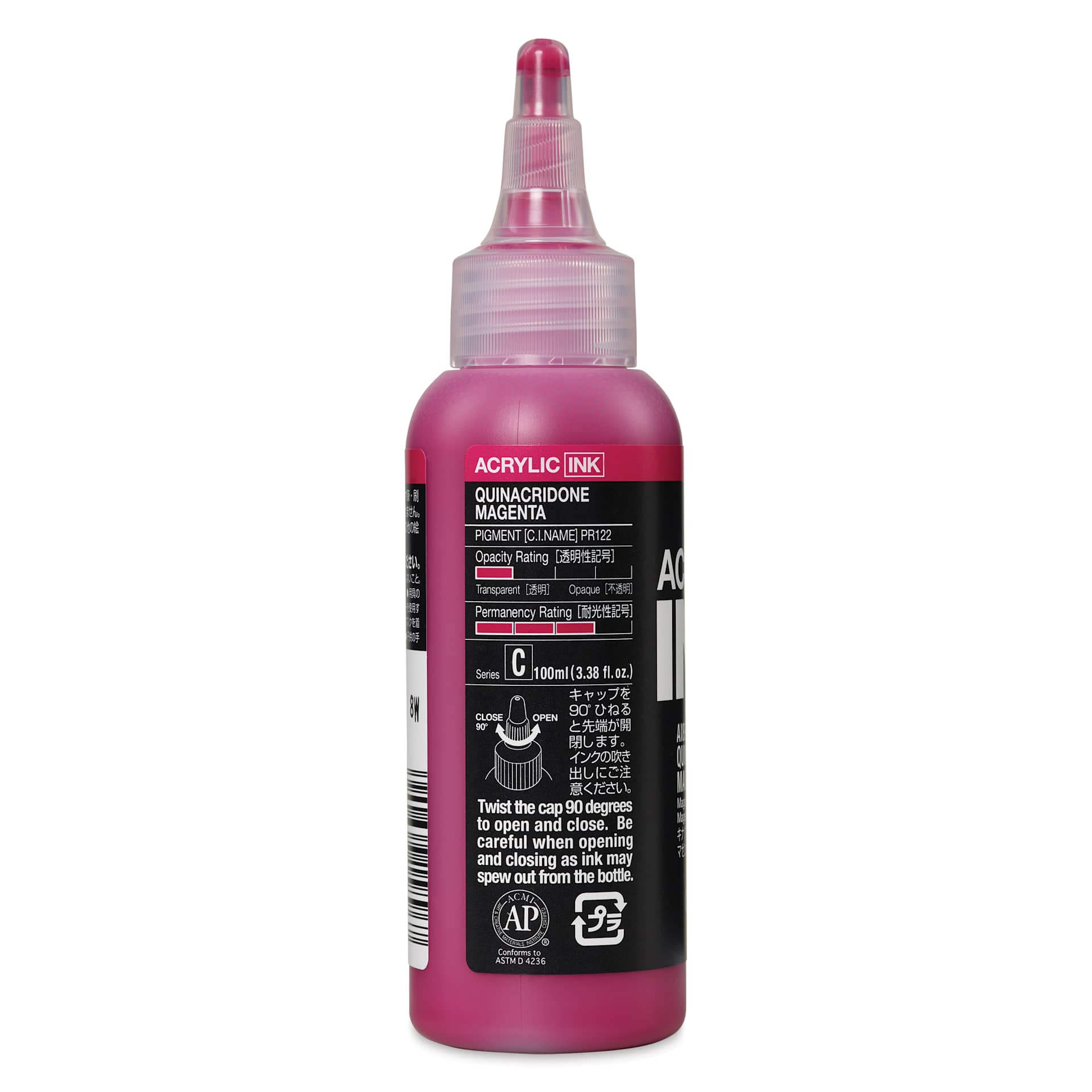 Holbein Acrylic Ink - Quinacridone Magenta, 100 ml, back