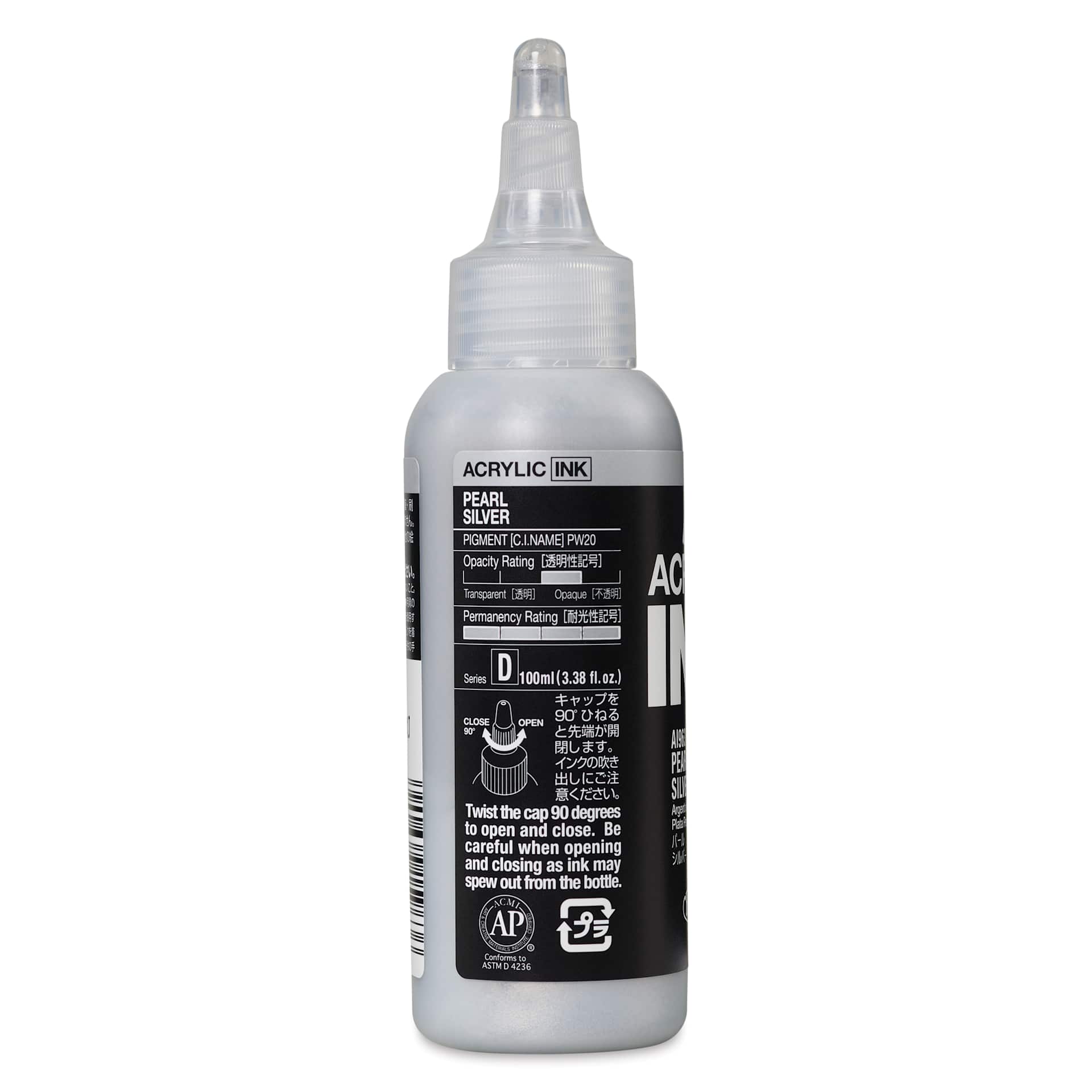 Holbein Acrylic Ink - Pearl Silver, 100 ml, back