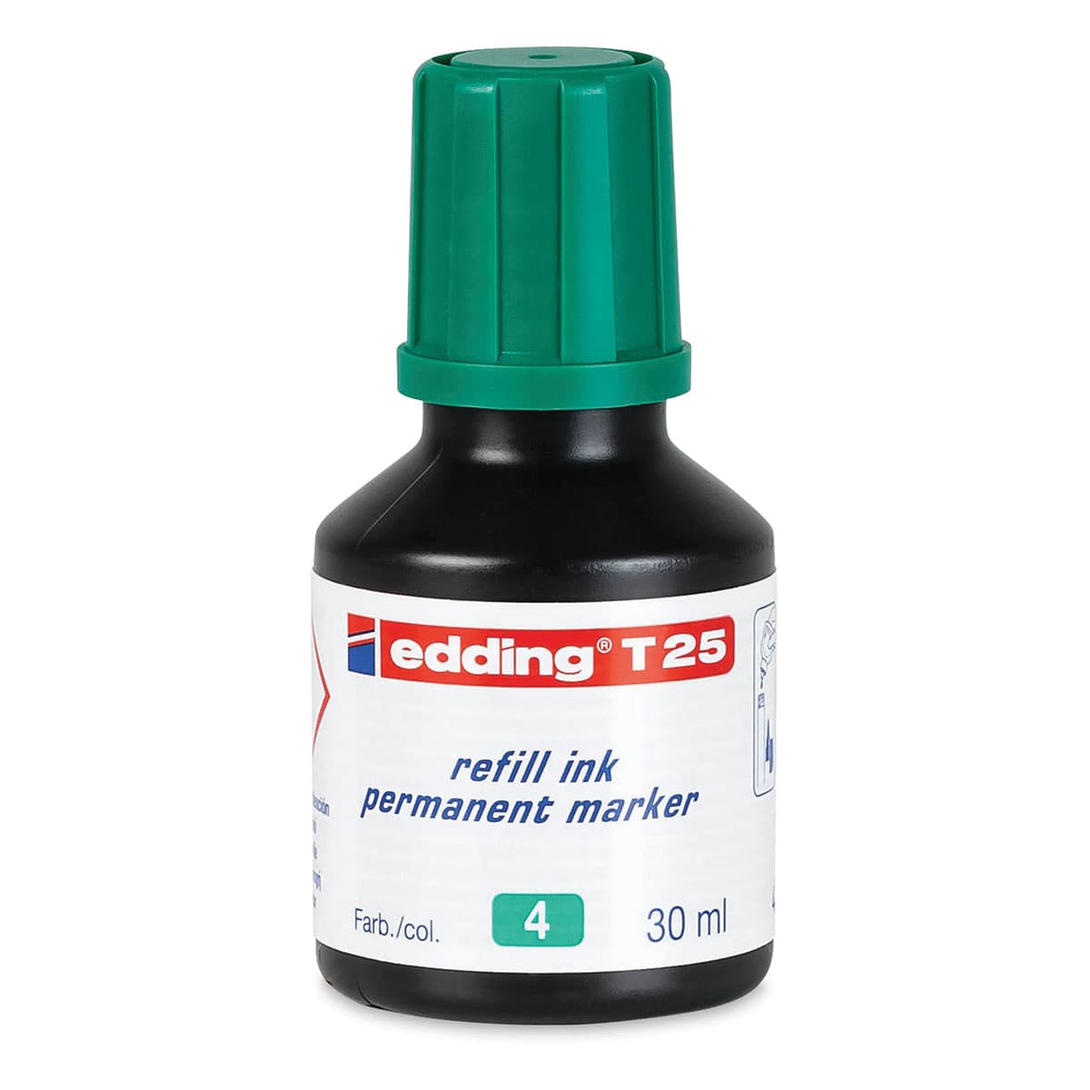 Edding Permanent Marker Refill - Front of 30 ml Green bottle Edding Permanent Marker Refill - Front of 30 ml Green bottle
