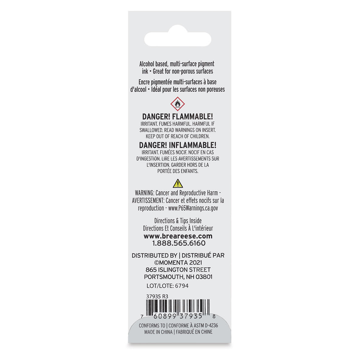 Brea Reese Neon Alcohol Ink - Neon Green, 20 ml (back of package)