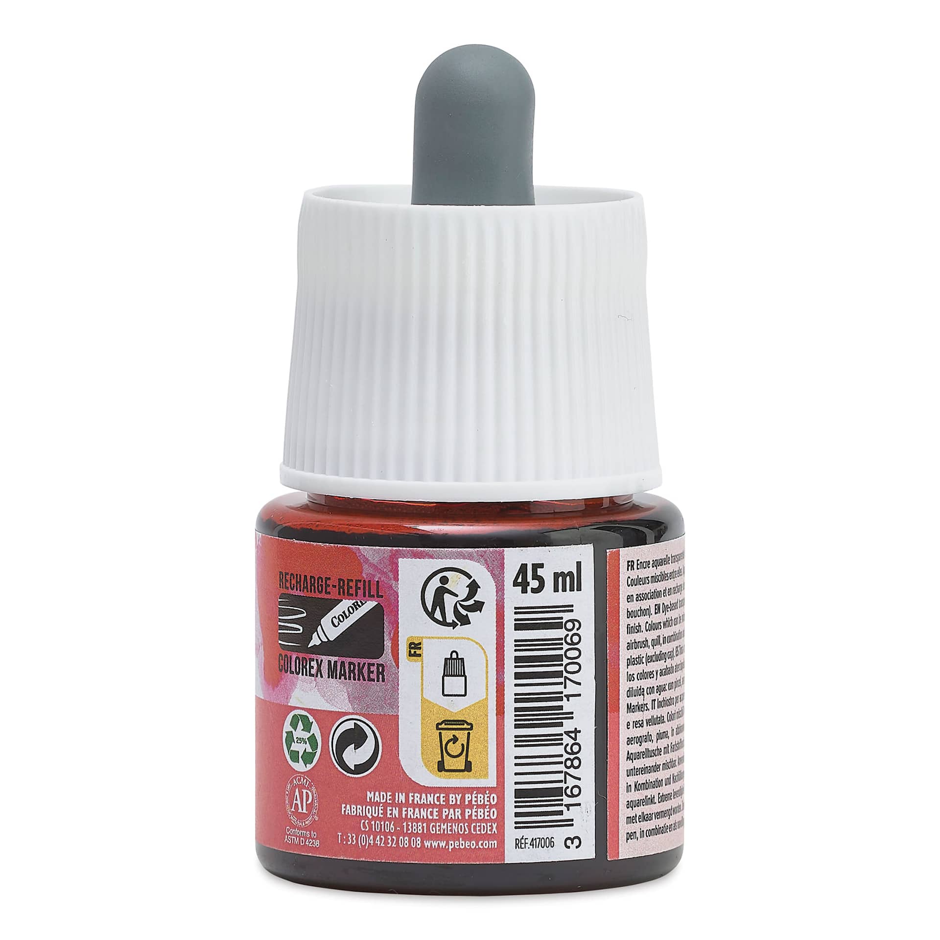 Pebeo Colorex Inks - Coral, 45 ml, back of bottle