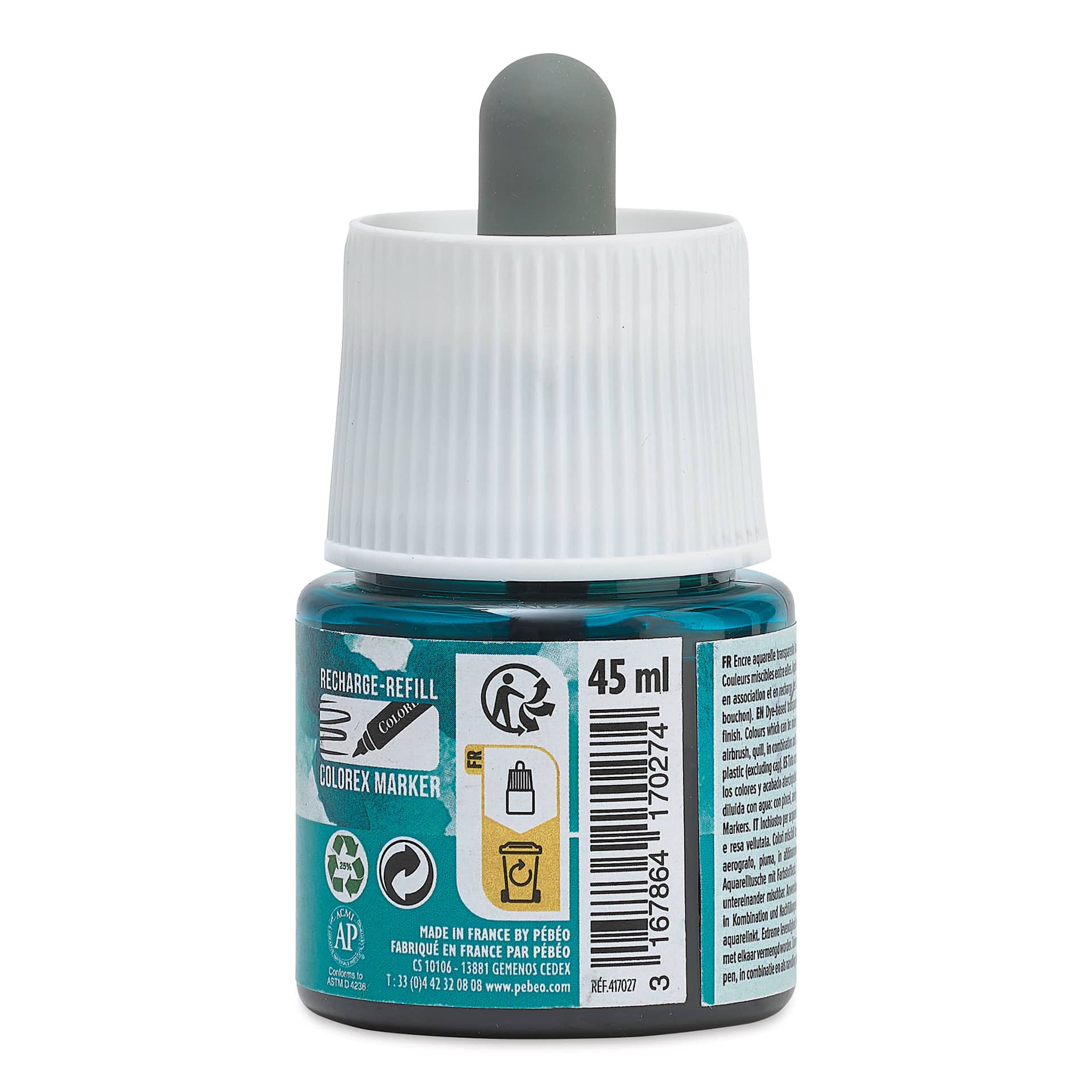Pebeo Colorex Inks - Oriental Blue, 45 ml, back of bottle