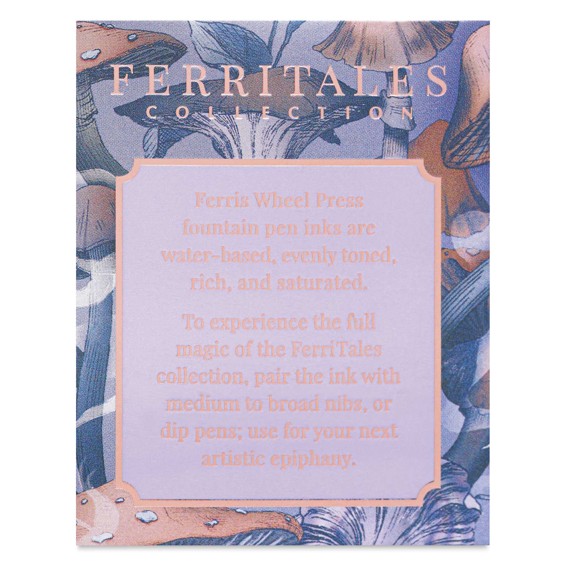 Ferris Wheel Press Ferritales Fountain Pen Ink - Blushing Mushroom, text in packaging describing the usage