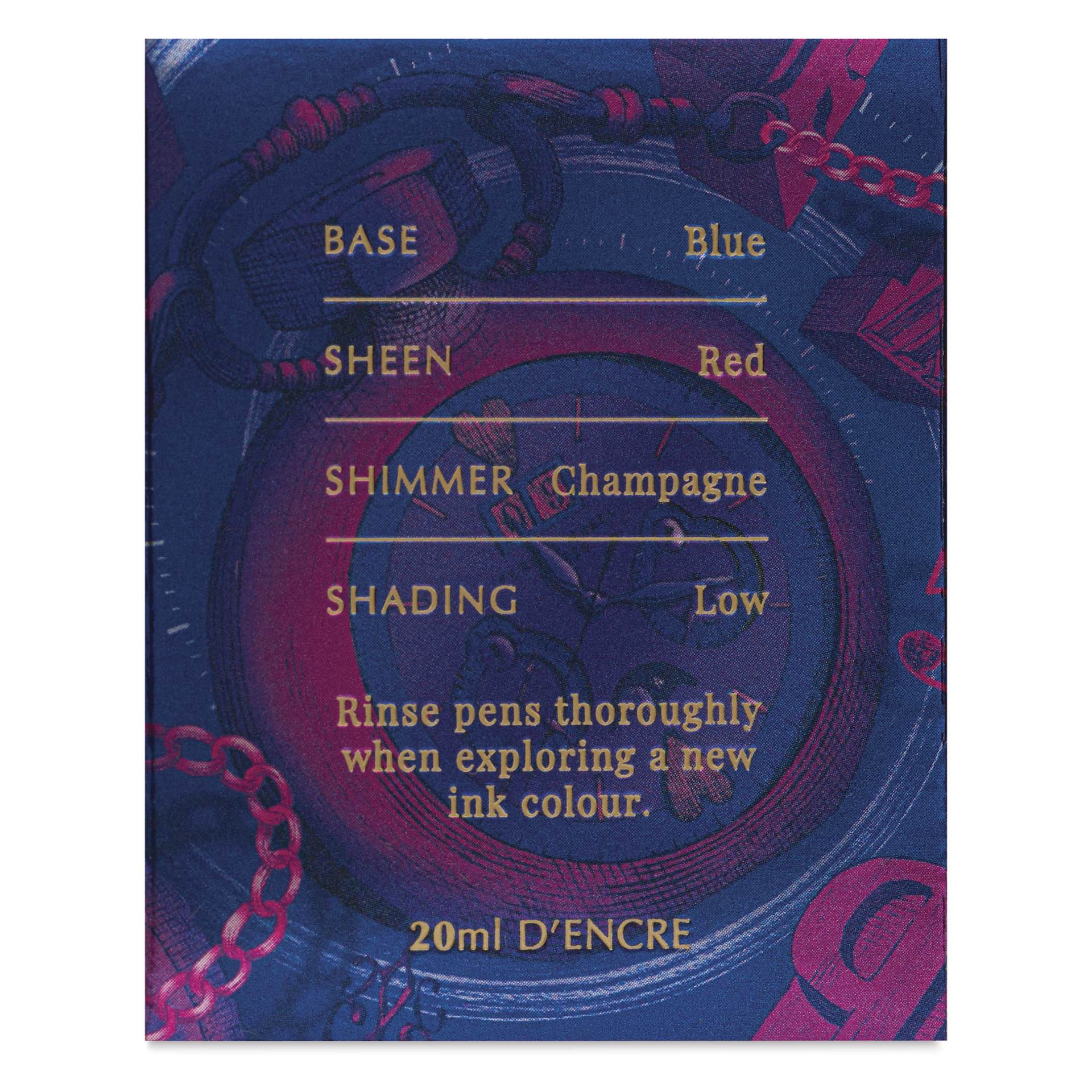 Ferris Wheel Press Ferritales Fountain Pen Ink - Tumbling Time Blue, text in packaging describing the color