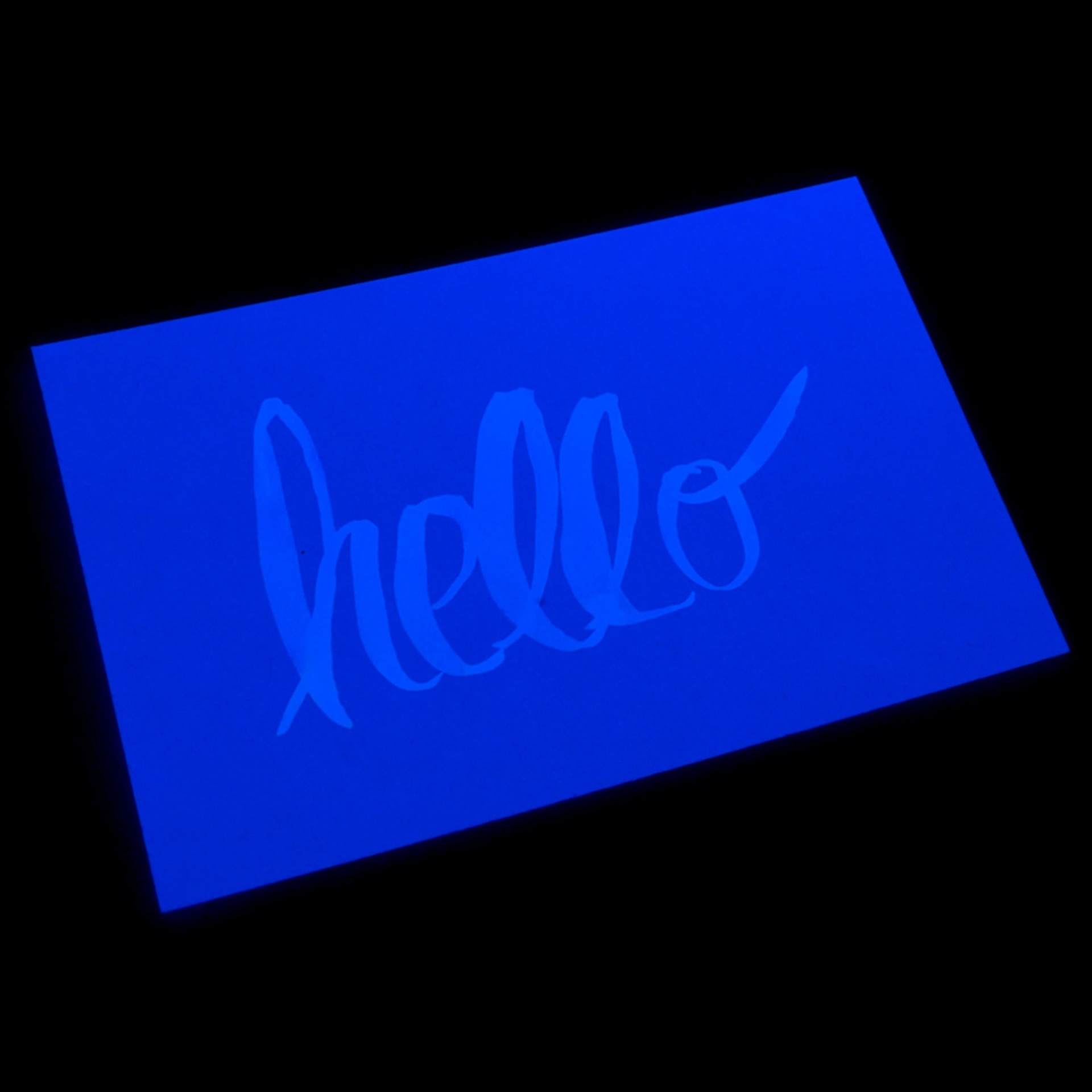 Noodler's Ink Blue Ghost Invisible Fountain Pen Ink, message written with ink under black light