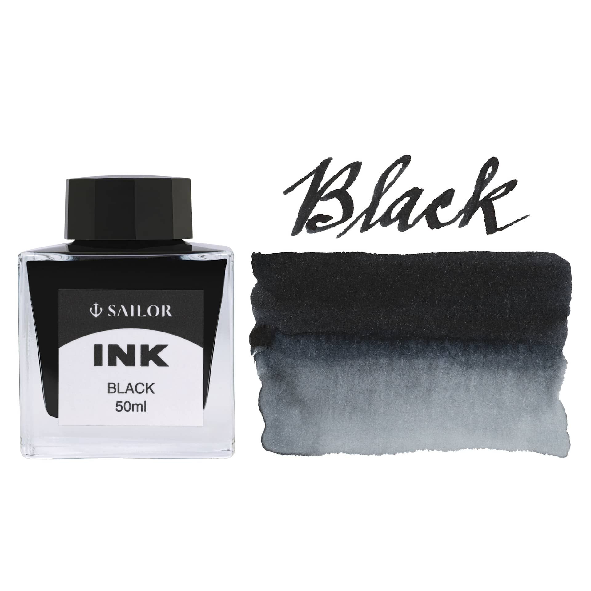 Sailor Ink - Black, bottle with swatch