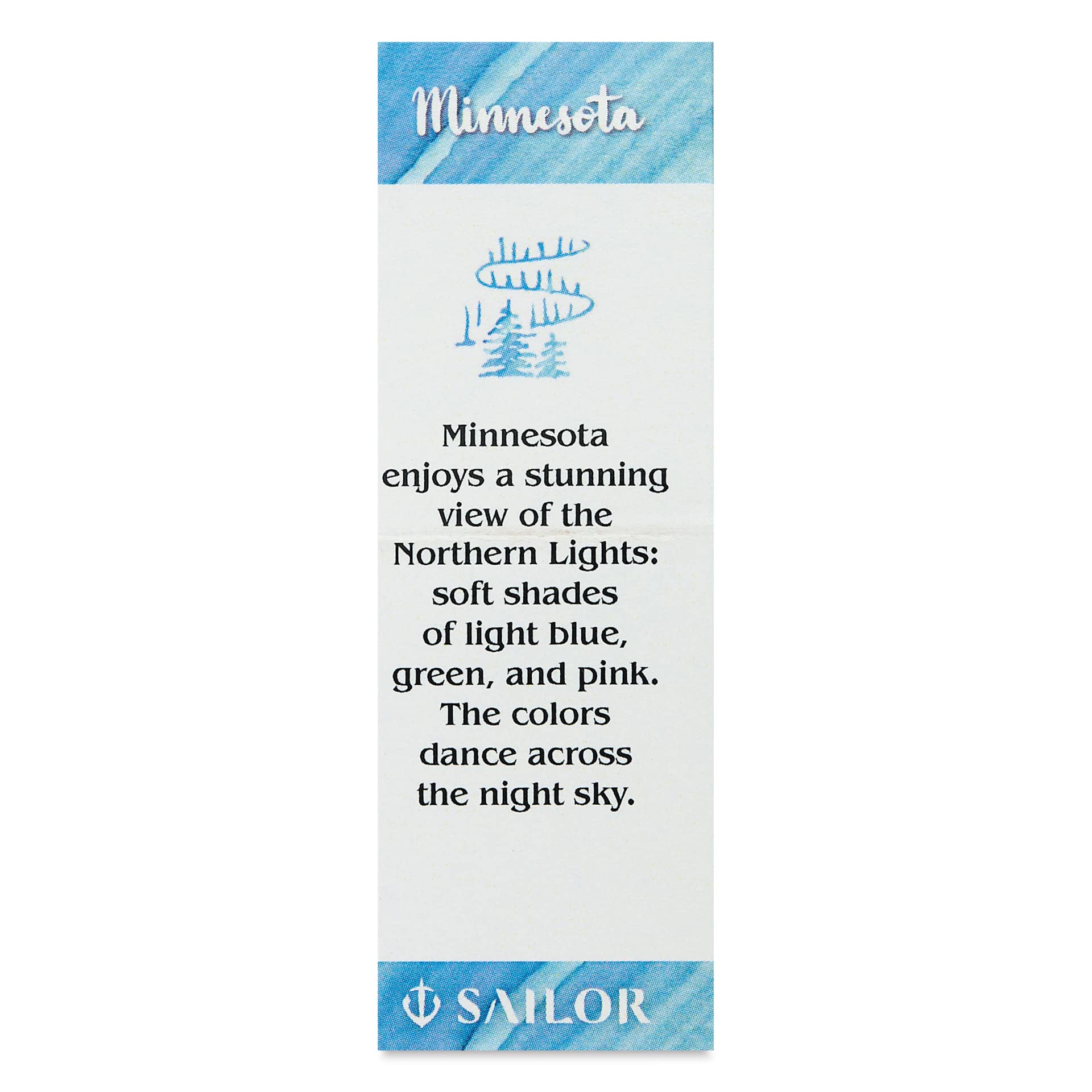 Sailor USA State Ink - Minnesota, Northern Lights Blue Gray, 20 ml, color description