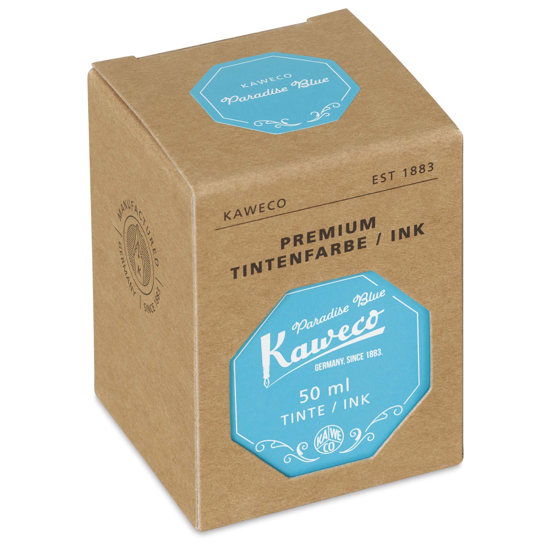Kaweco Fountain Pen Ink - Paradise Blue, 50 ml, Bottle, packaging