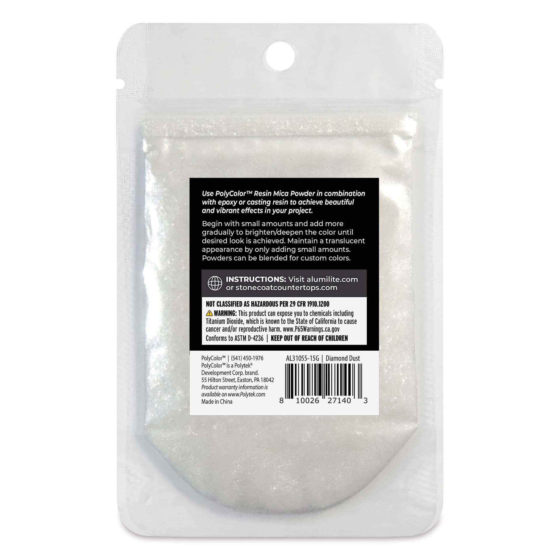 Back of PolyColor Resin Pigment Powder - Diamond Dust Metallic, 15 g
