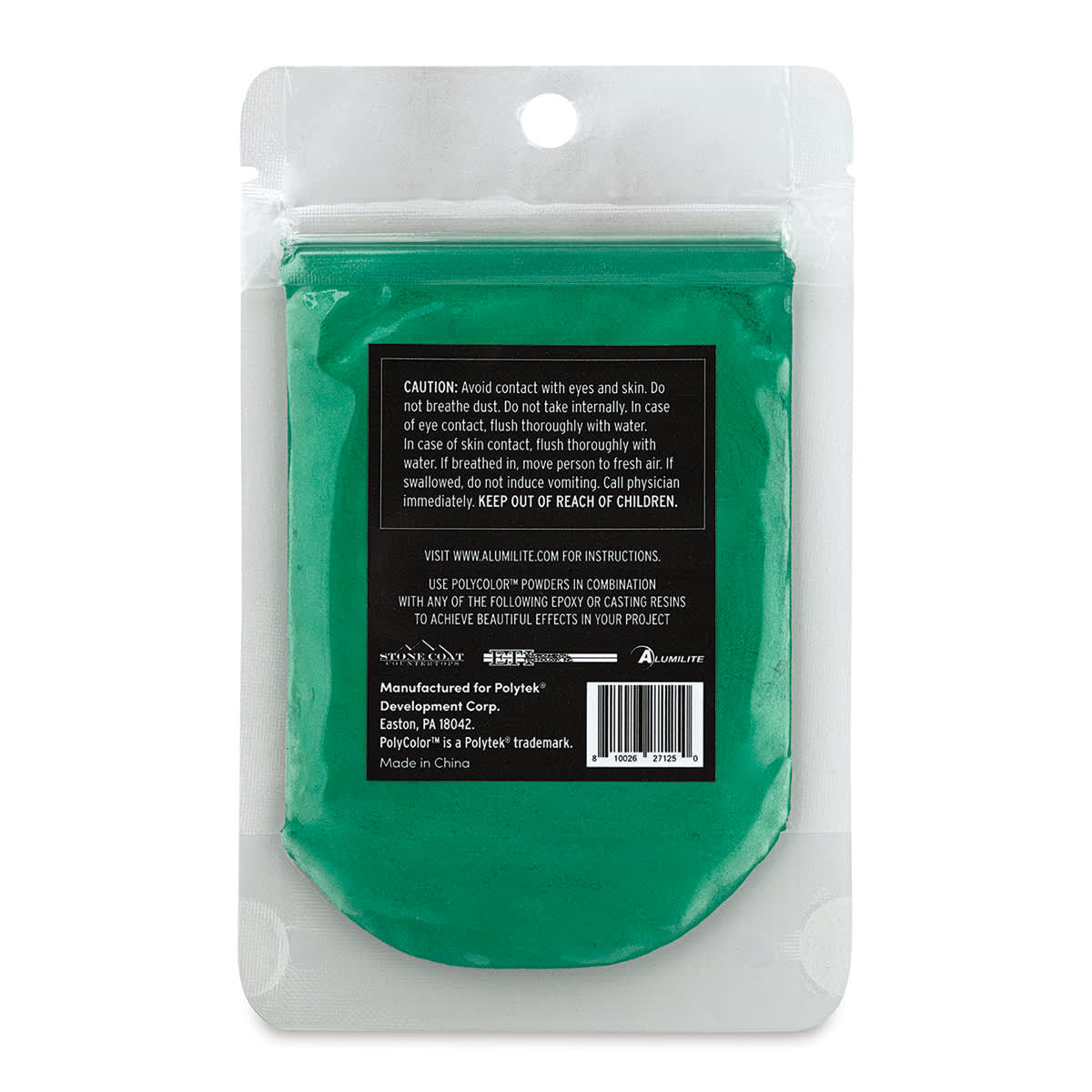 Back of PolyColor Resin Pigment Powder - Green, 15 g