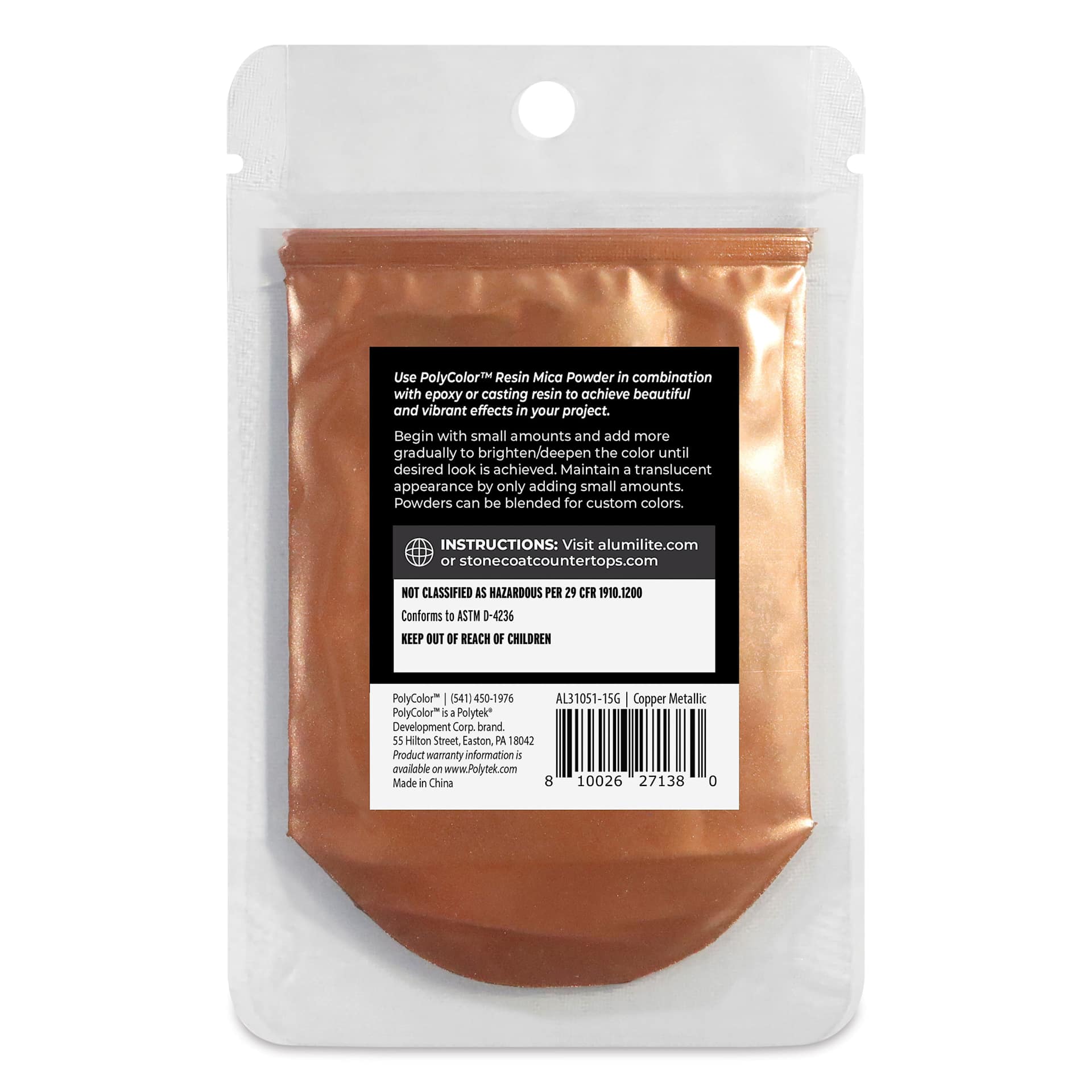 Back of PolyColor Resin Pigment Powder - Copper Metallic, 15 g