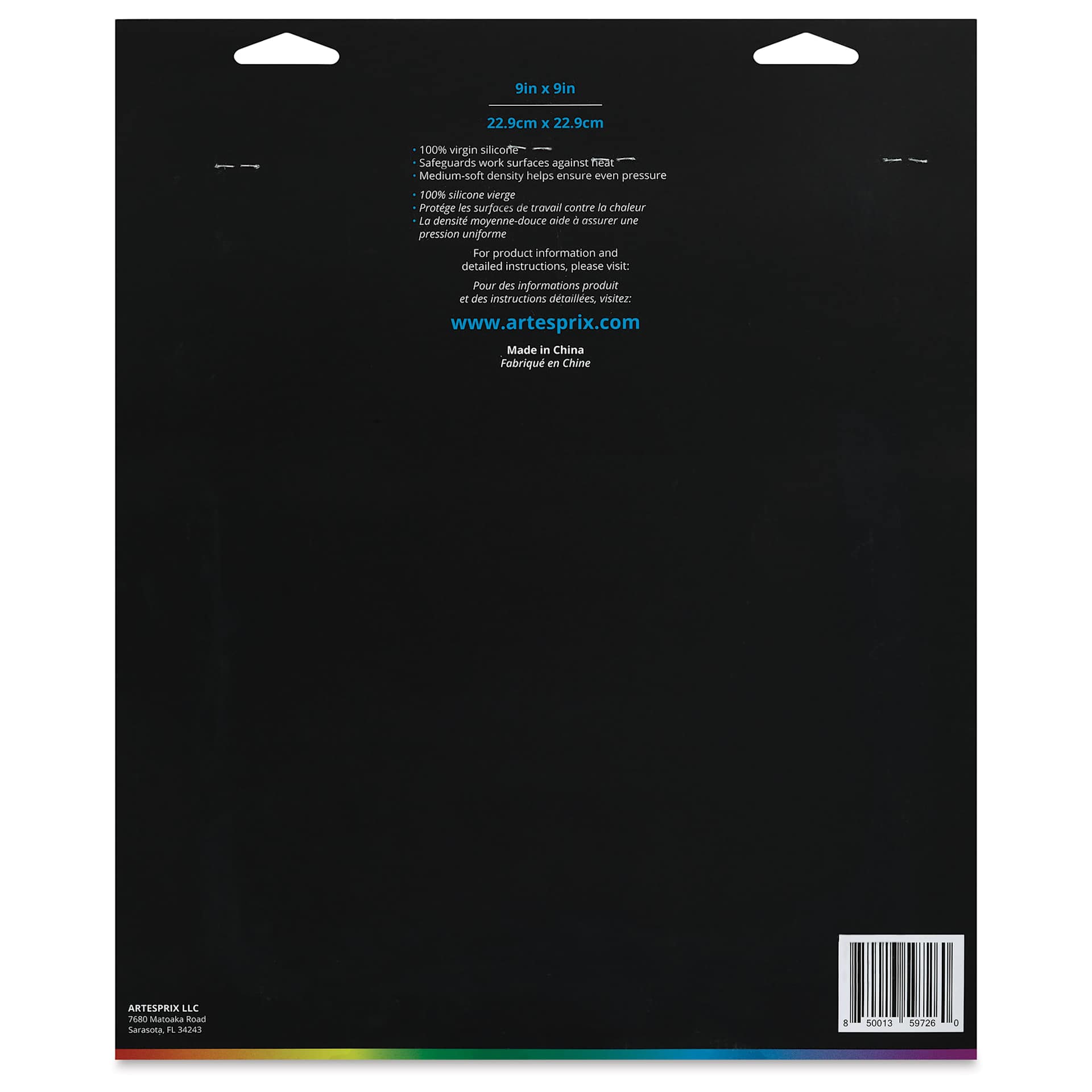 Artesprix Sublimation Protective Heat Mat (back of package)