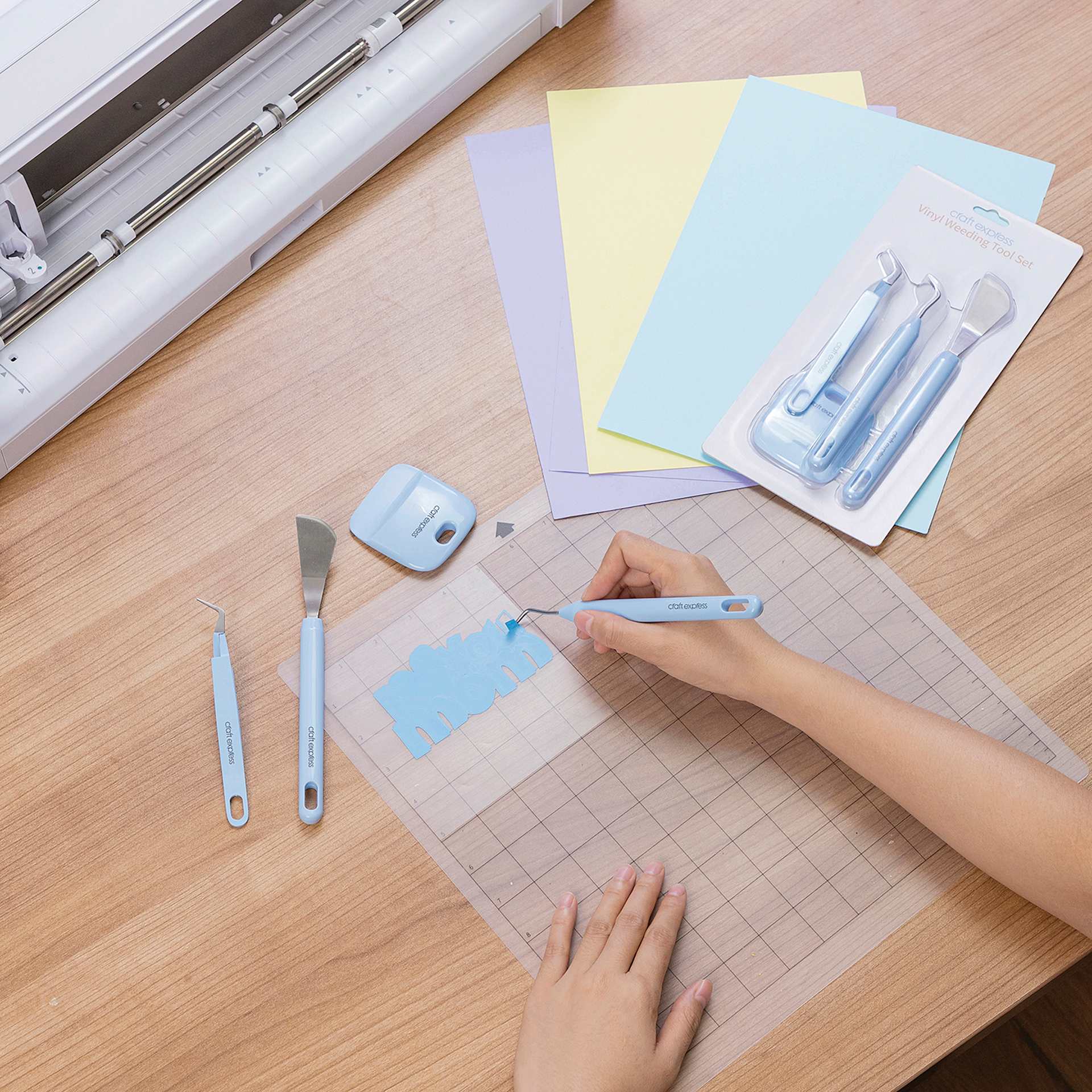 Craft Express Sublimation Vinyl Tool Kit (in use on table)