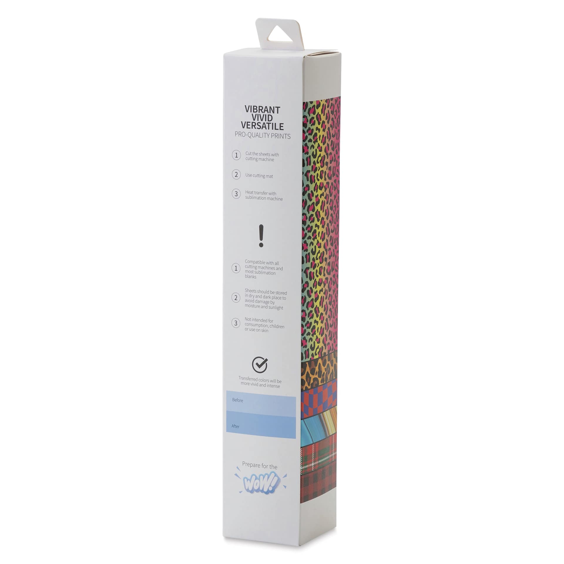 Craft Express Sublimation Pattern Transfer Sheets - Assorted 2, 12" x 12", Pkg of 6 back of box