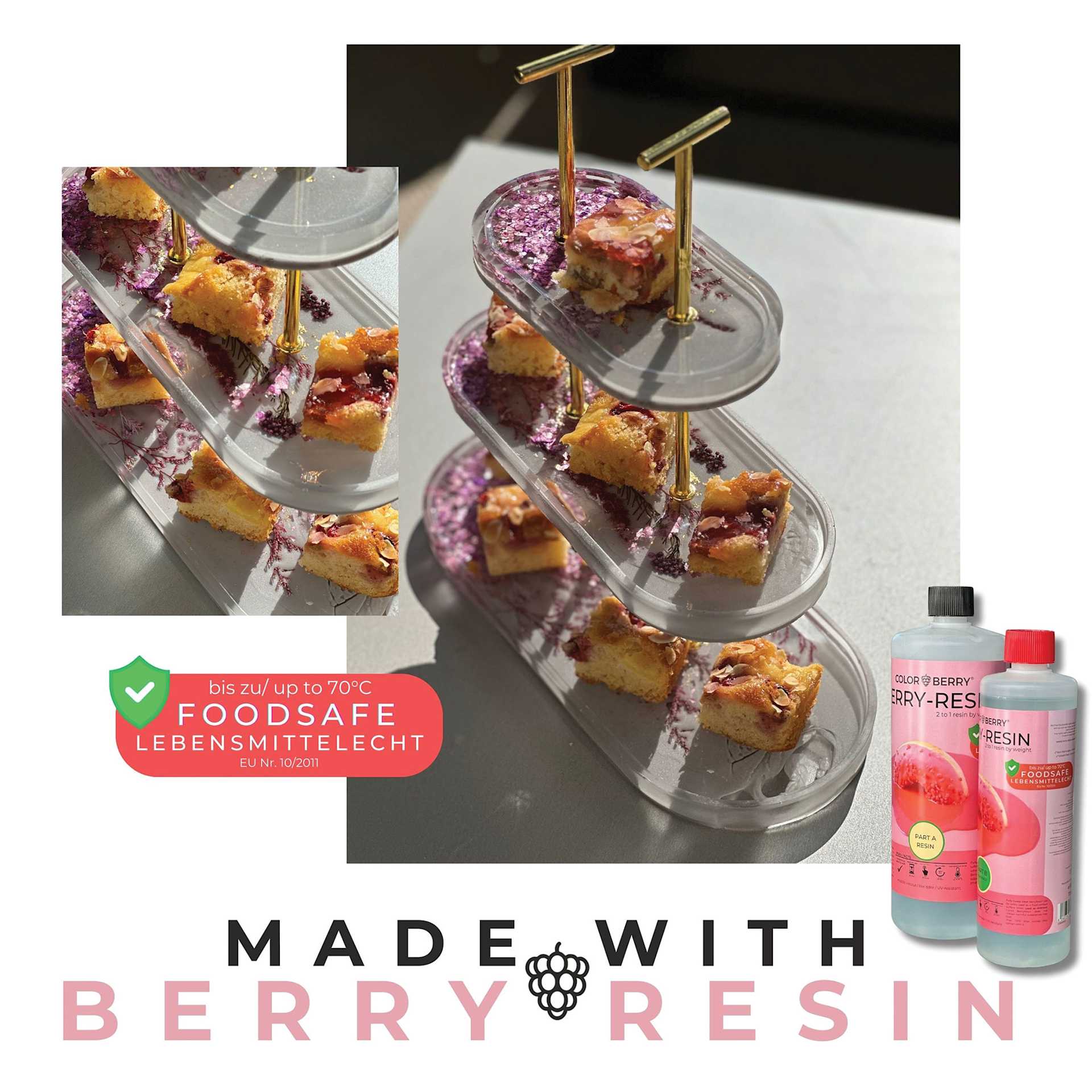 Colorberry Berry Resin used to make a tiered treat tray Colorberry Berry Resin used to make a tiered treat tray