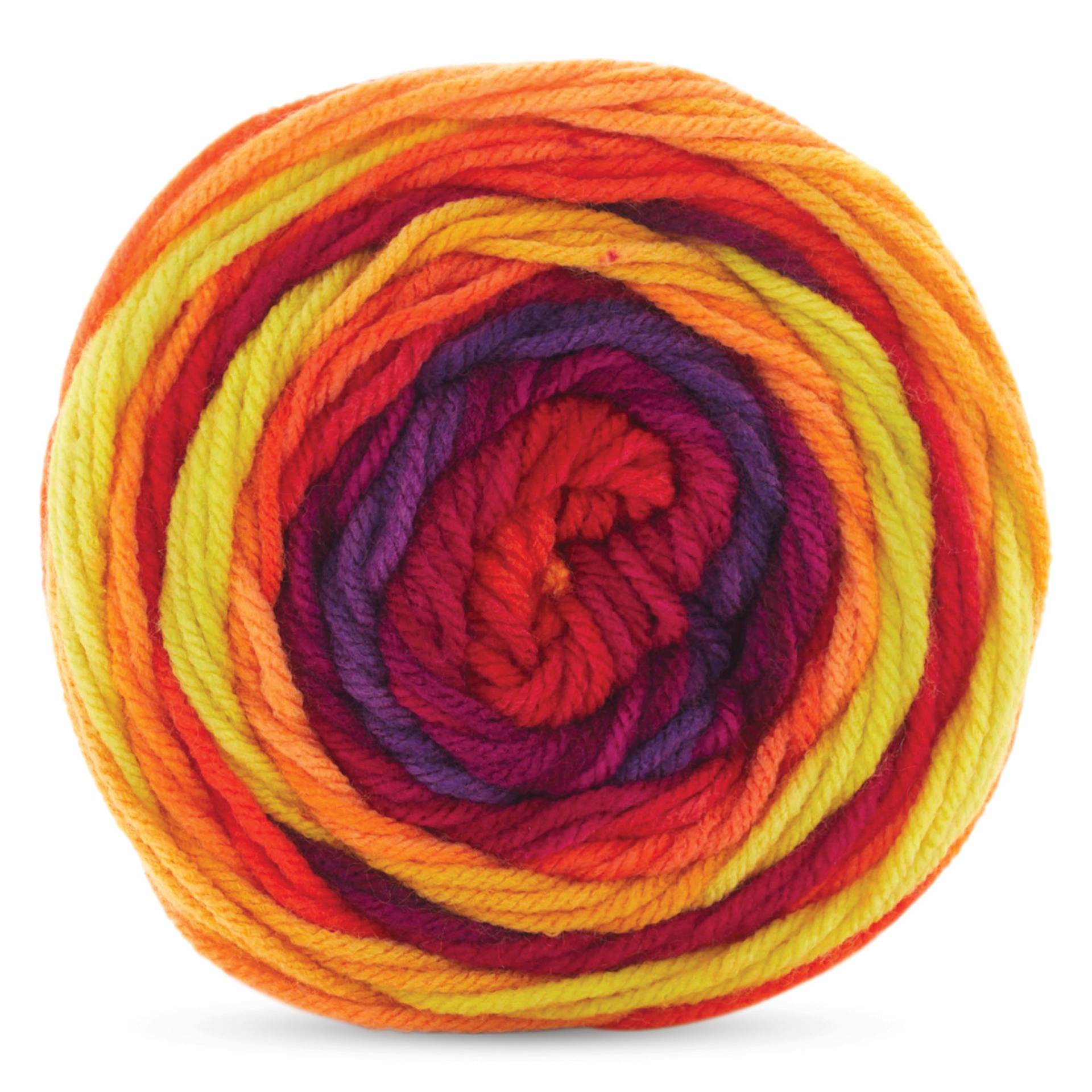Premier Yarn Sweet Roll Vivid Yarn - Lava Lamp, 174 yds, rolled up yarn seen from above