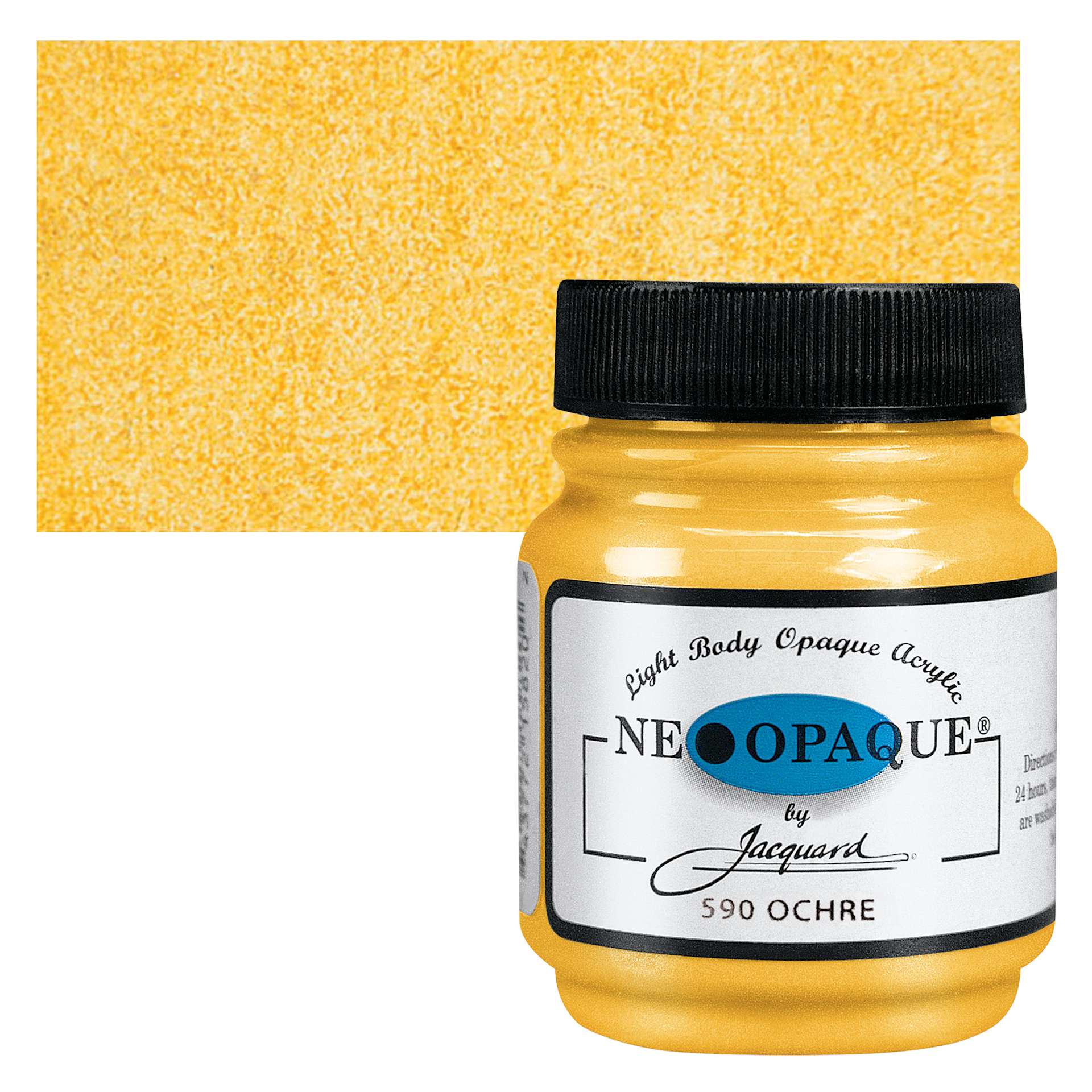 Jacquard Neopaque Acrylic - Ochre, 2.25 oz jar and swatch