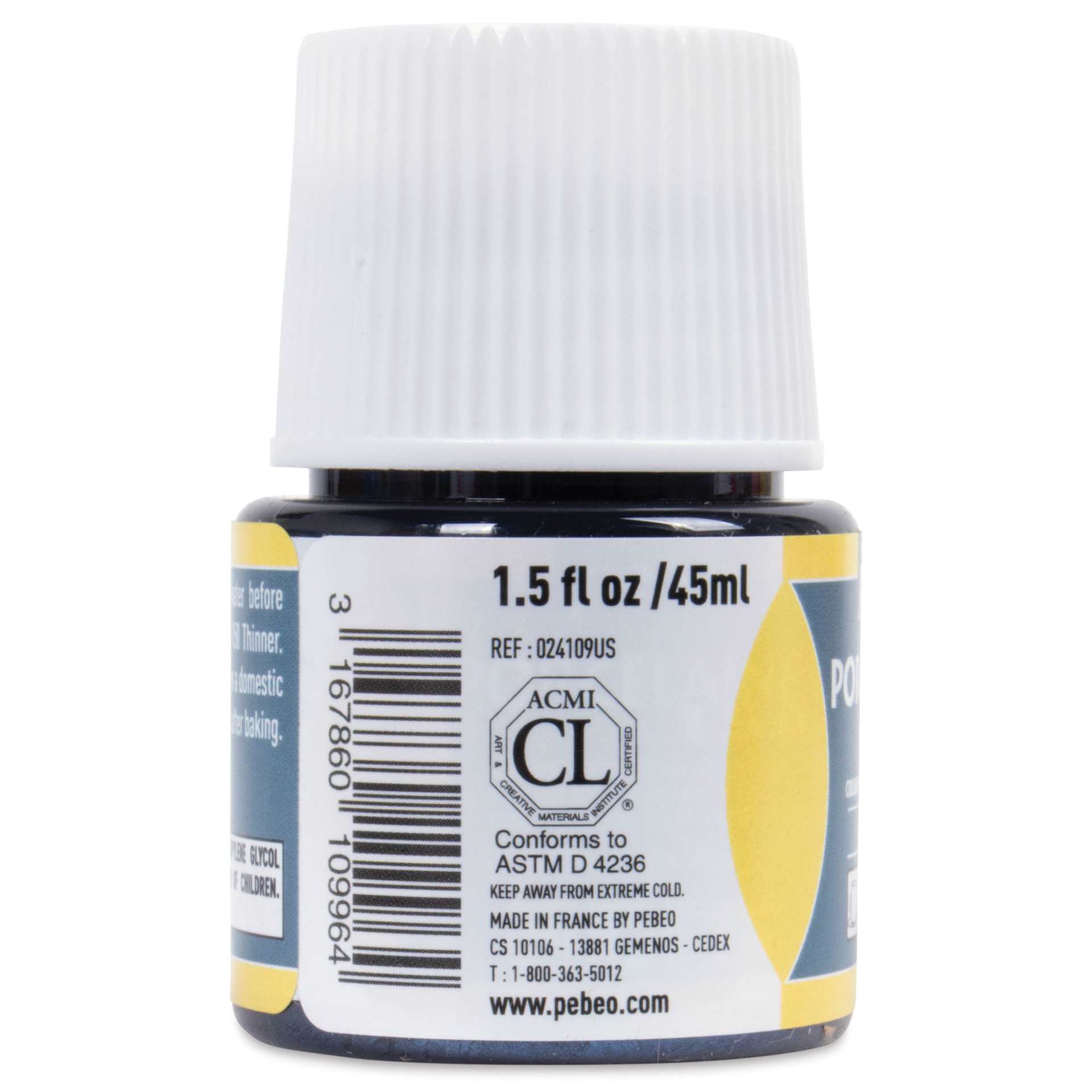 Pebeo Porcelaine 150 Paint - Shimmer Petroleum, Shimmer Opaque, 45 ml bottle (side)