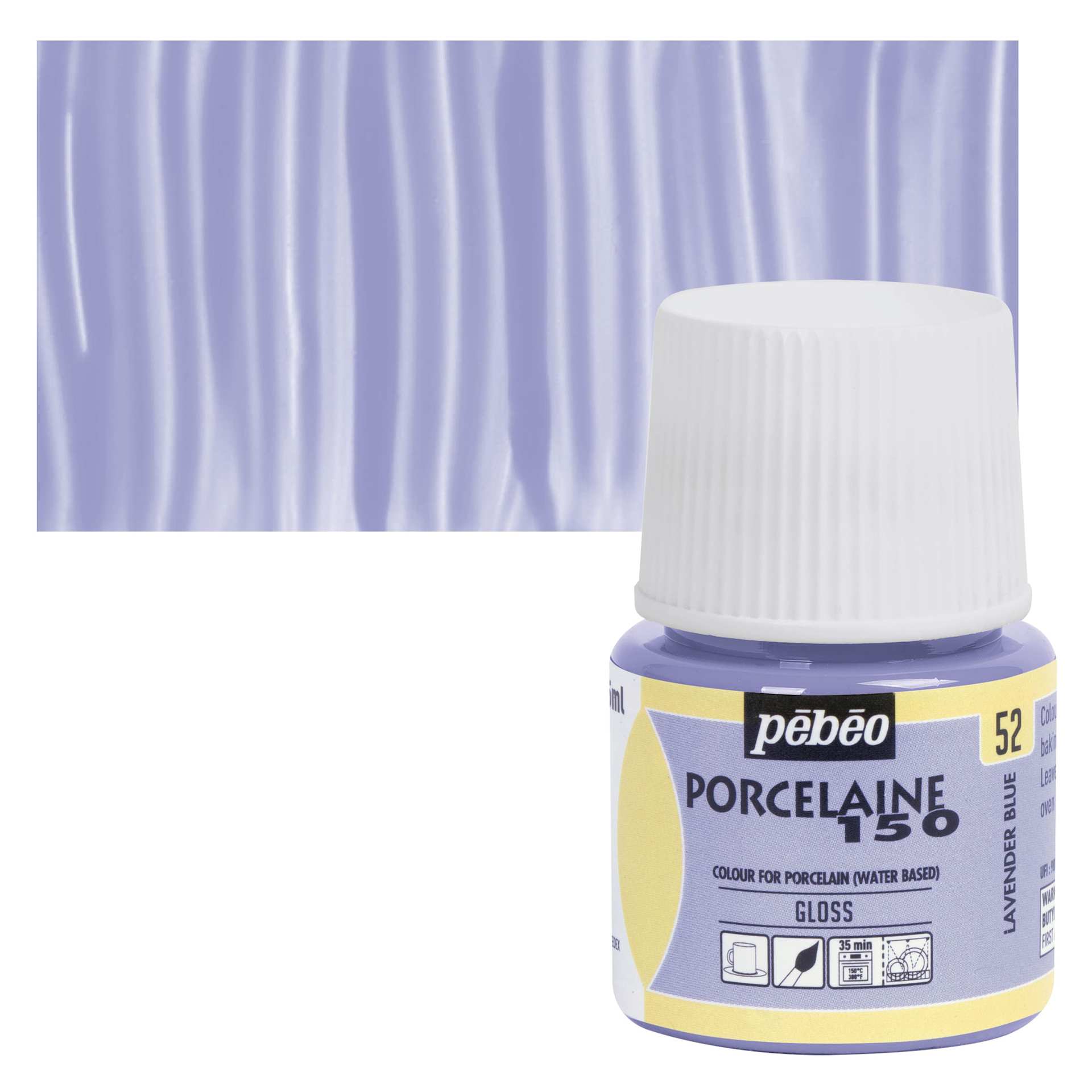Pebeo Porcelaine 150 Paint - Lavender Blue, Opaque, 45 ml bottle and swatch