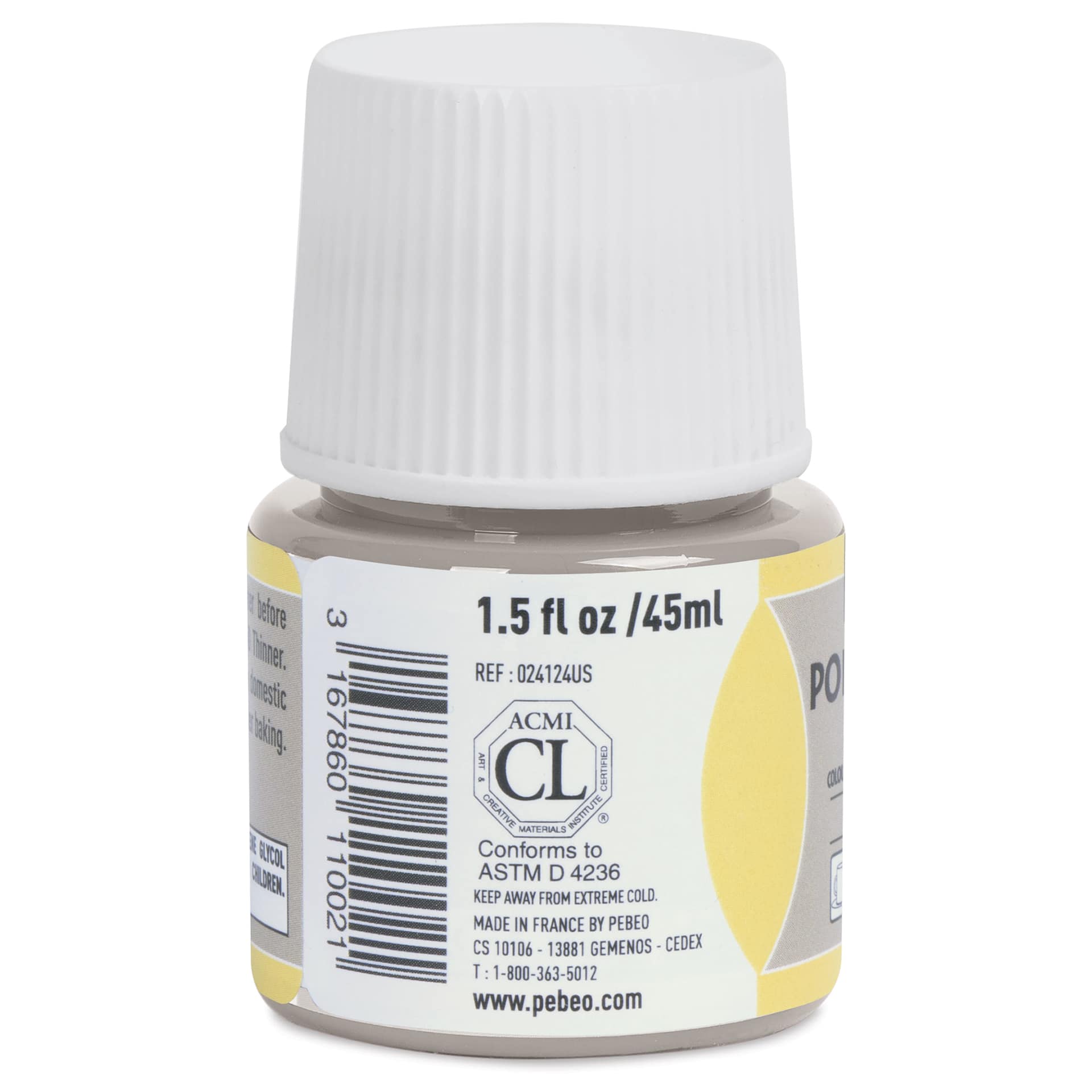 Pebeo Porcelaine 150 Paint - Chalk Powder Taupe, 45 ml (side)
